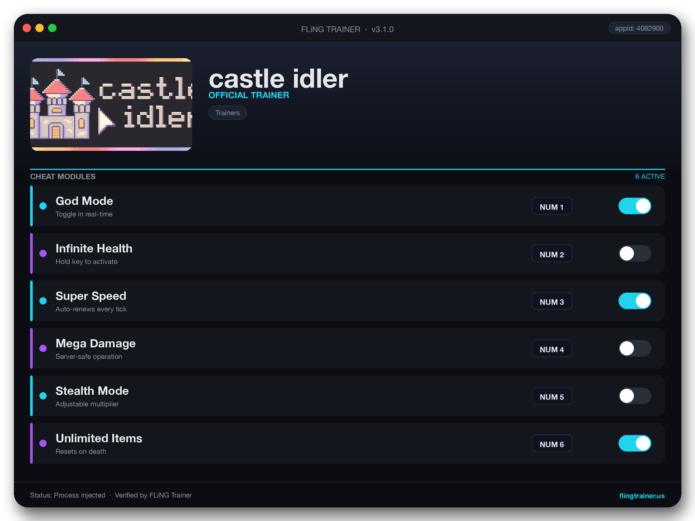 castle idler Trainer interface