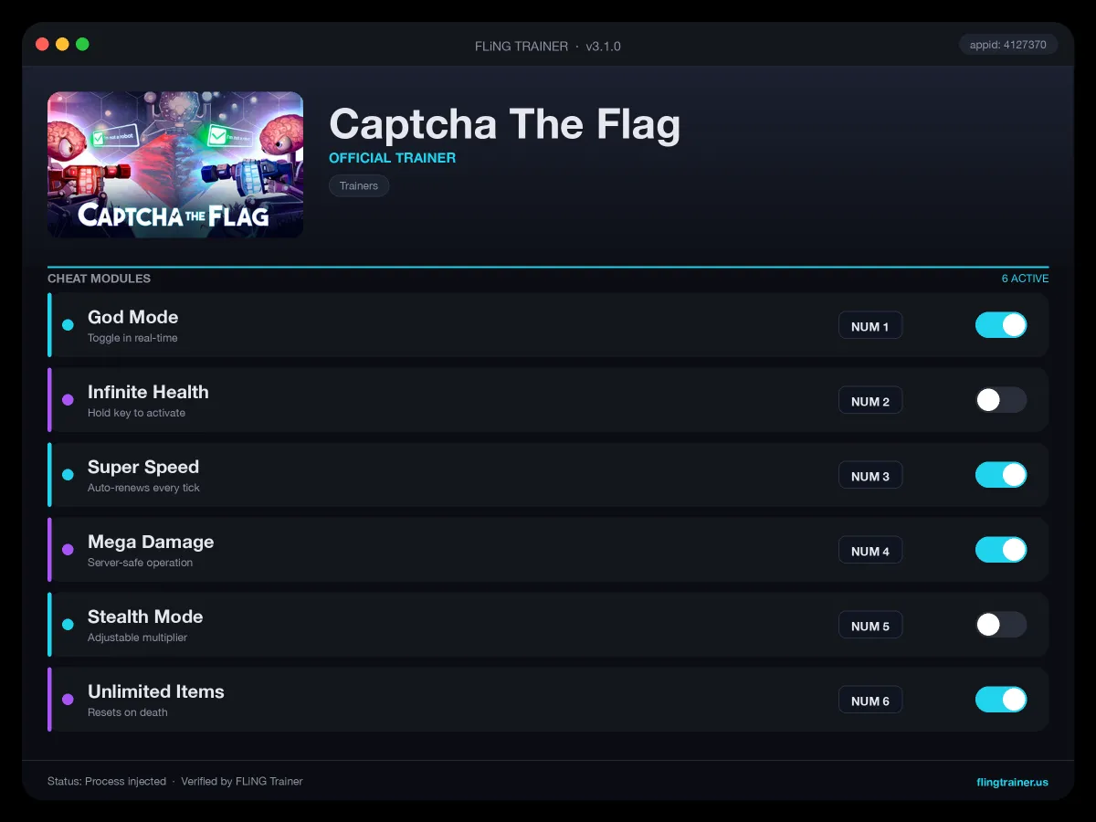 Captcha The Flag Trainer interface