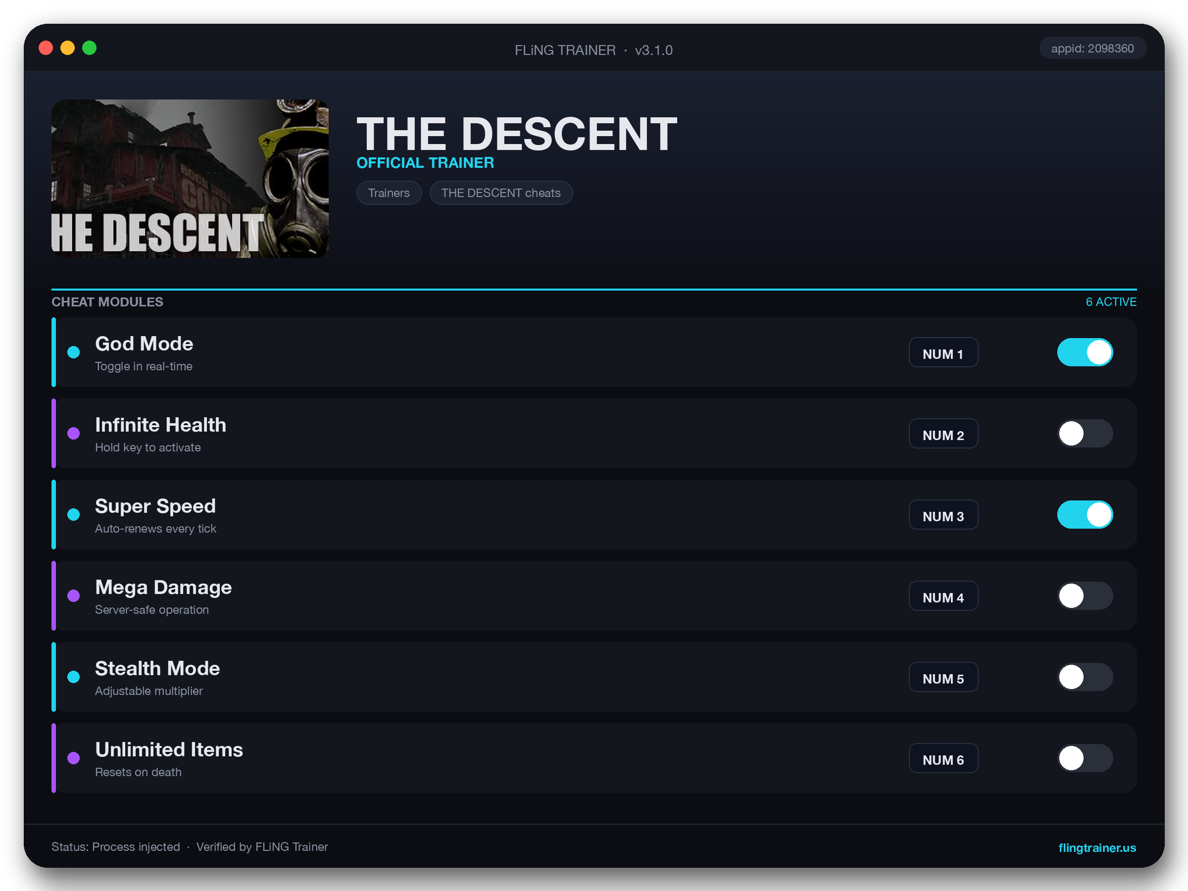 THE DESCENT Trainer interface