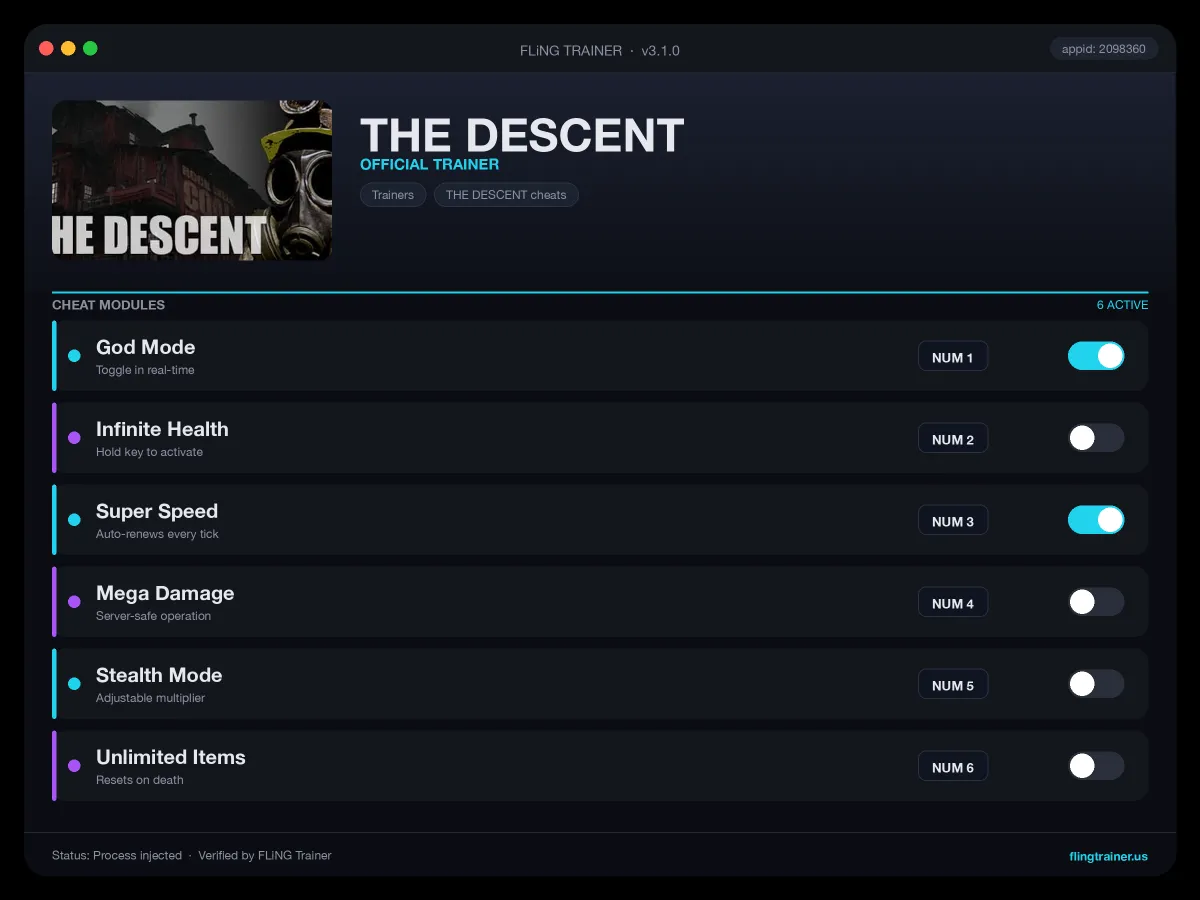 THE DESCENT Trainer interface