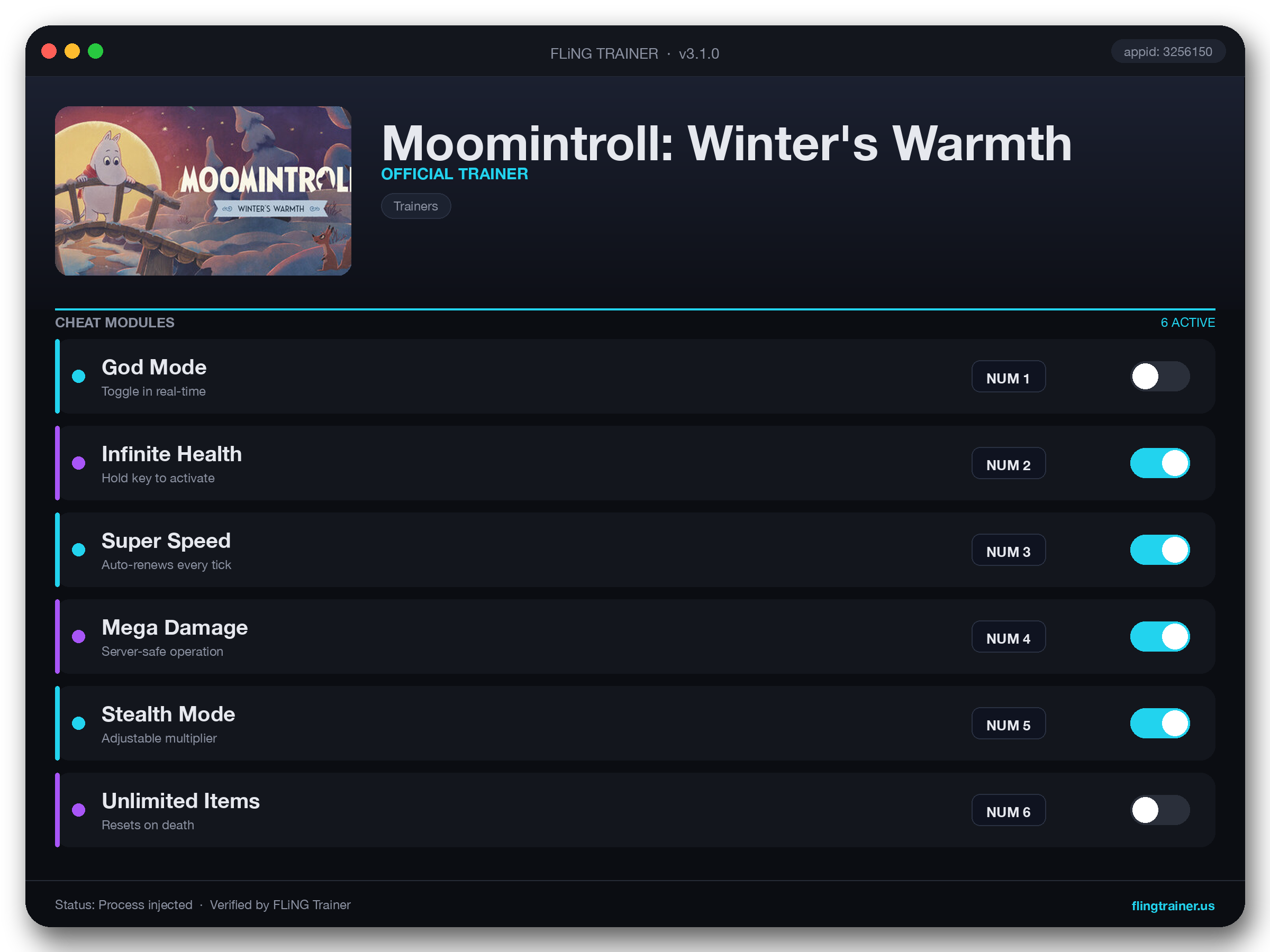 Moomintroll: Winter's Warmth Trainer interface