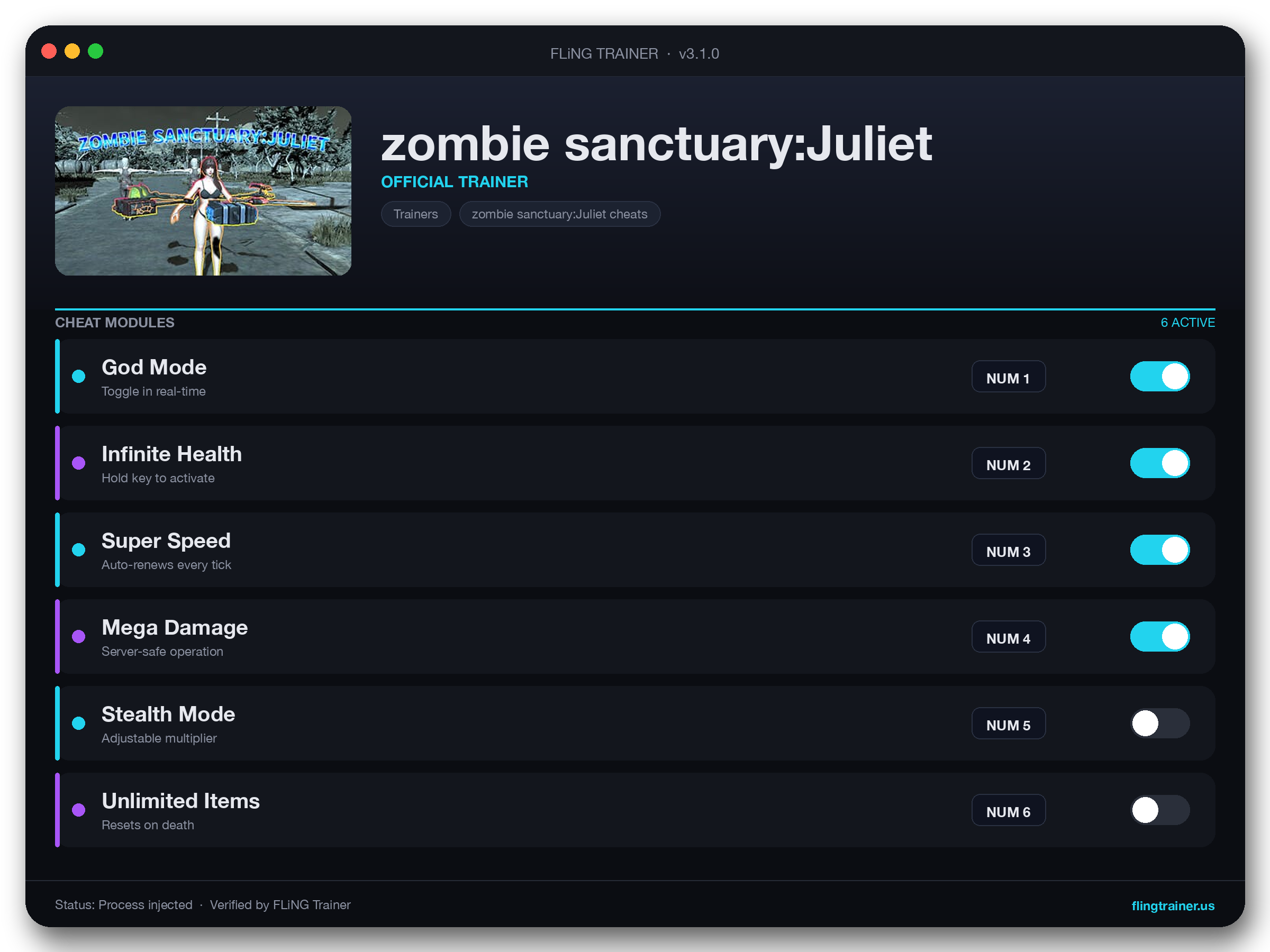 zombie sanctuary:Juliet Trainer interface