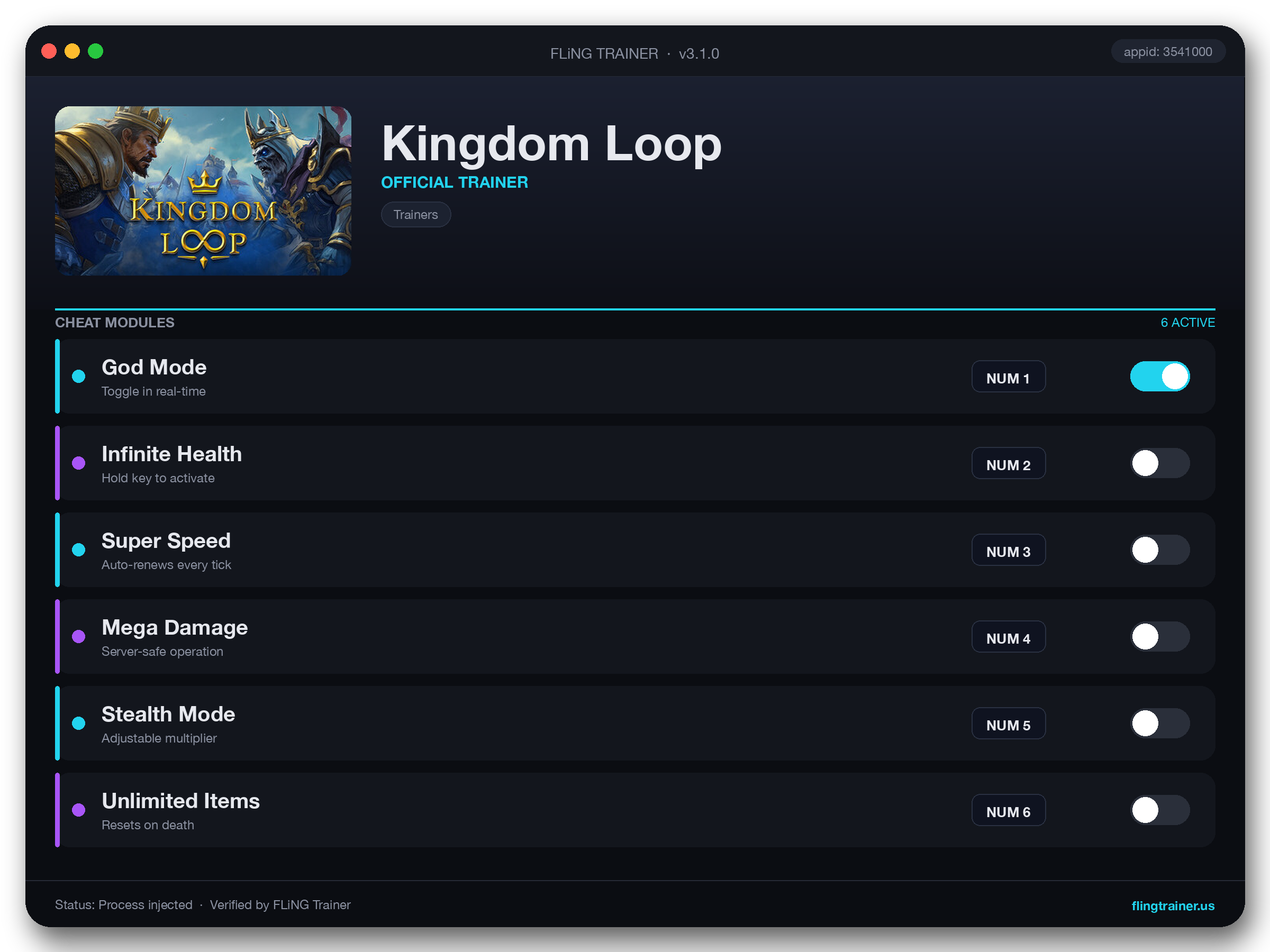 Kingdom Loop Trainer interface