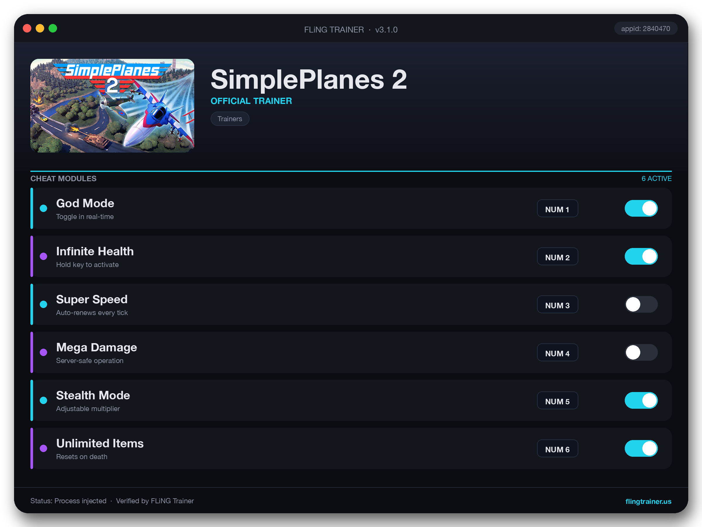 SimplePlanes 2 Trainer interface