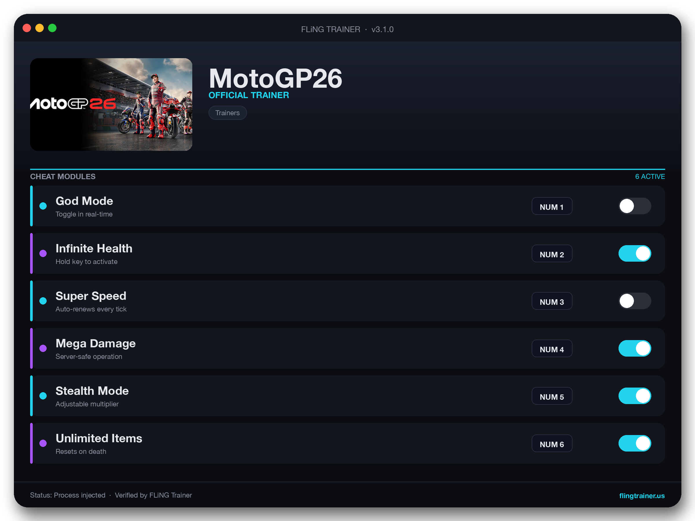 MotoGP26 Trainer interface