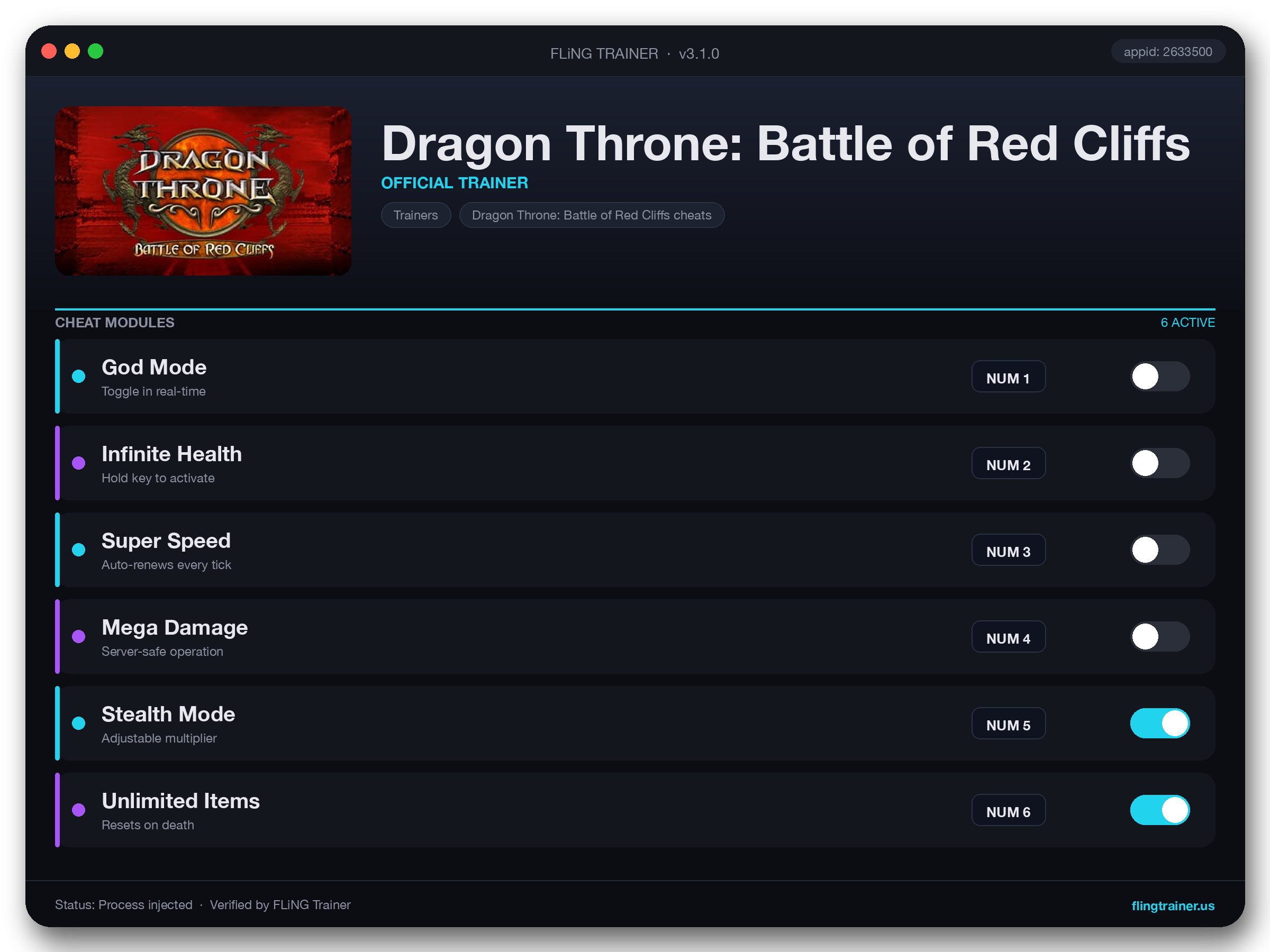 Dragon Throne: Battle of Red Cliffs Trainer interface