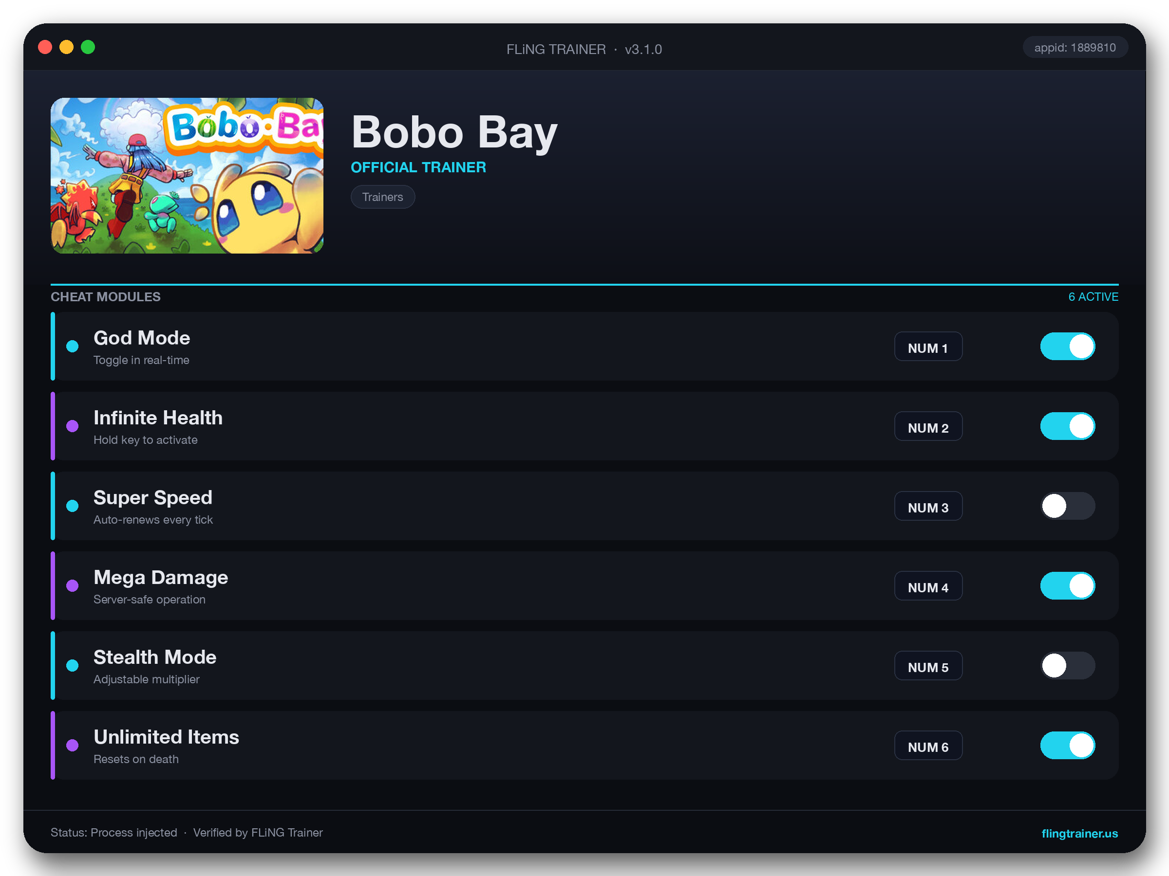 Bobo Bay Trainer interface