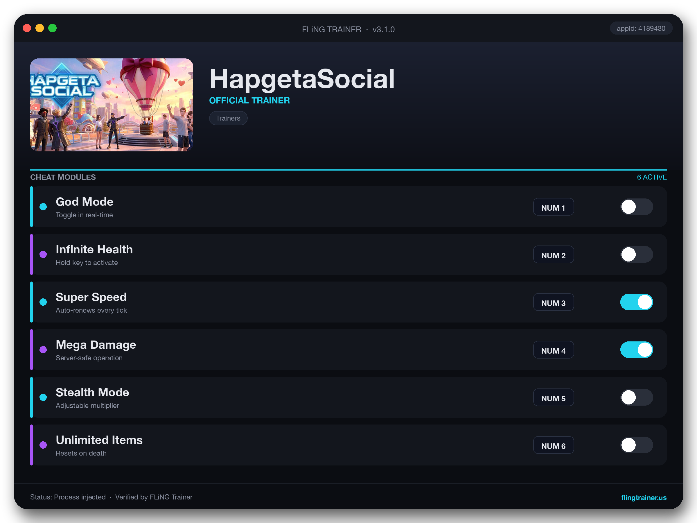 HapgetaSocial Trainer interface