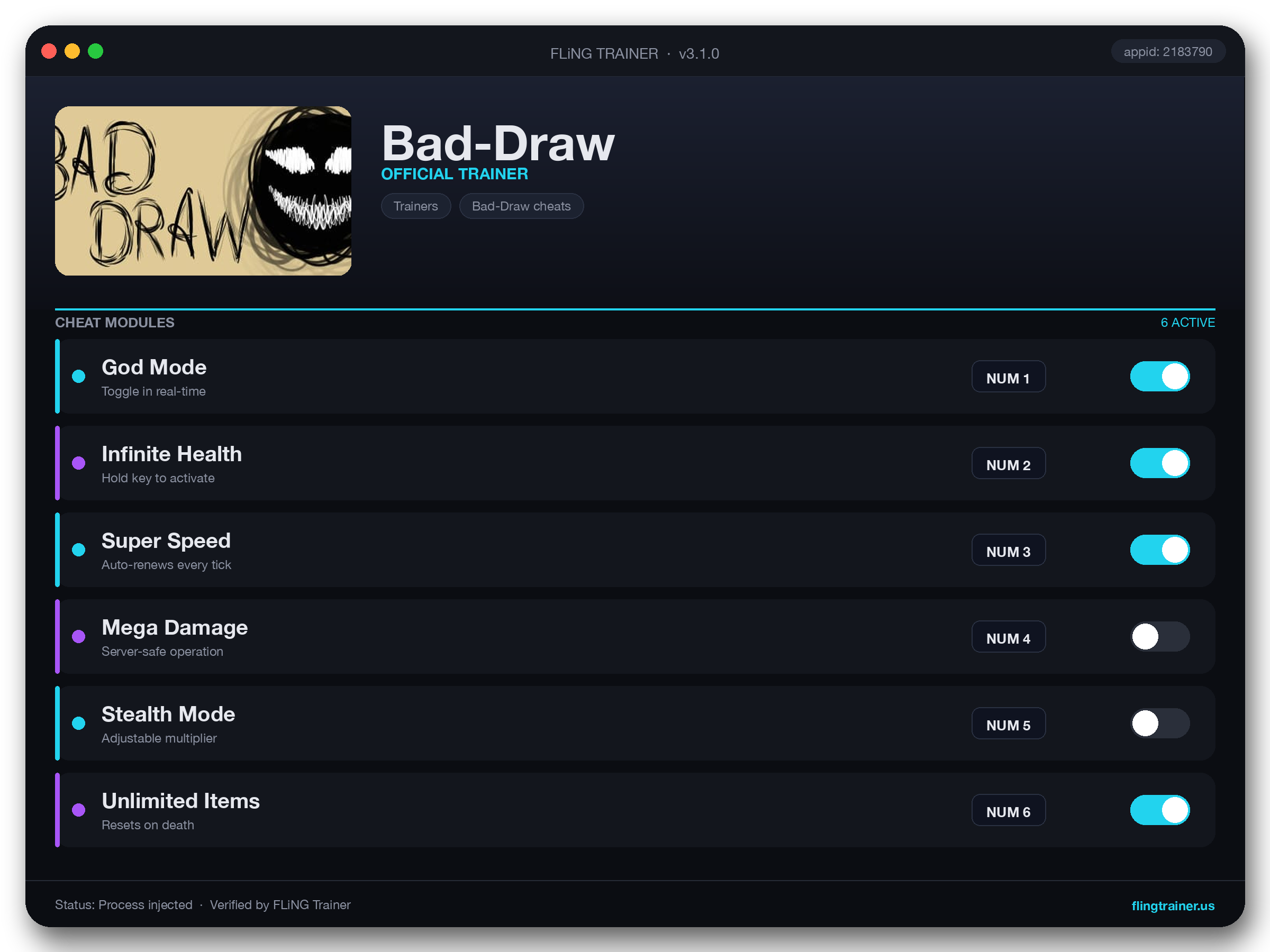 Bad-Draw Trainer interface