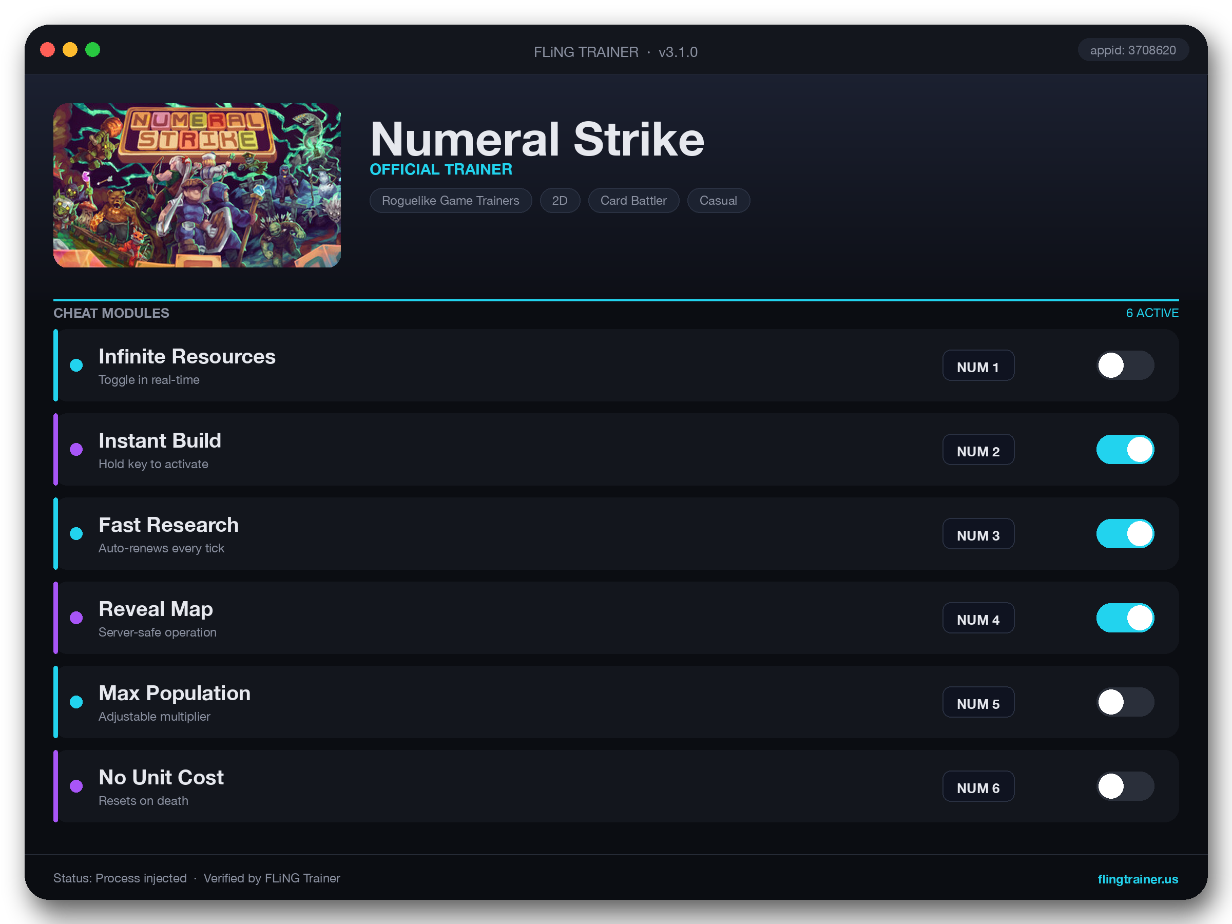 Numeral Strike Trainer interface