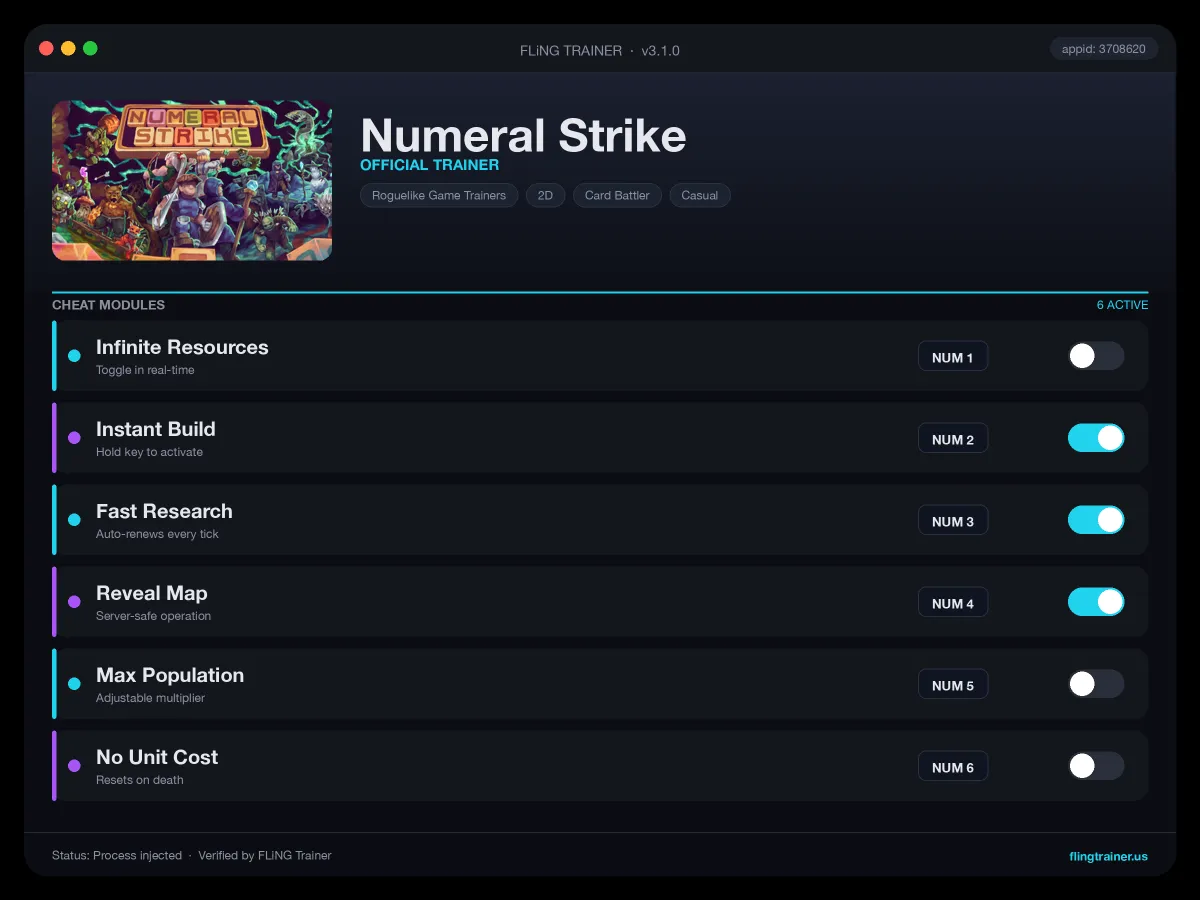 Numeral Strike Trainer interface