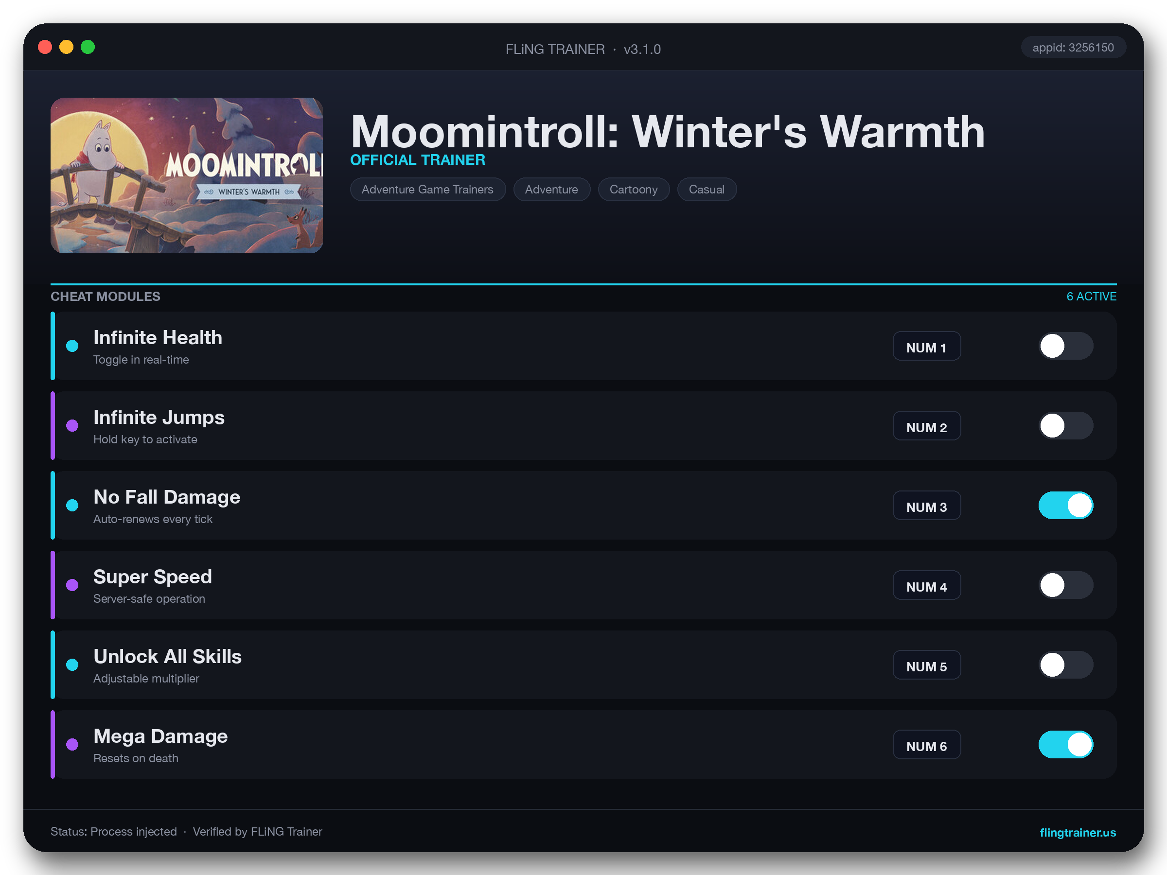 Moomintroll: Winter's Warmth Trainer interface