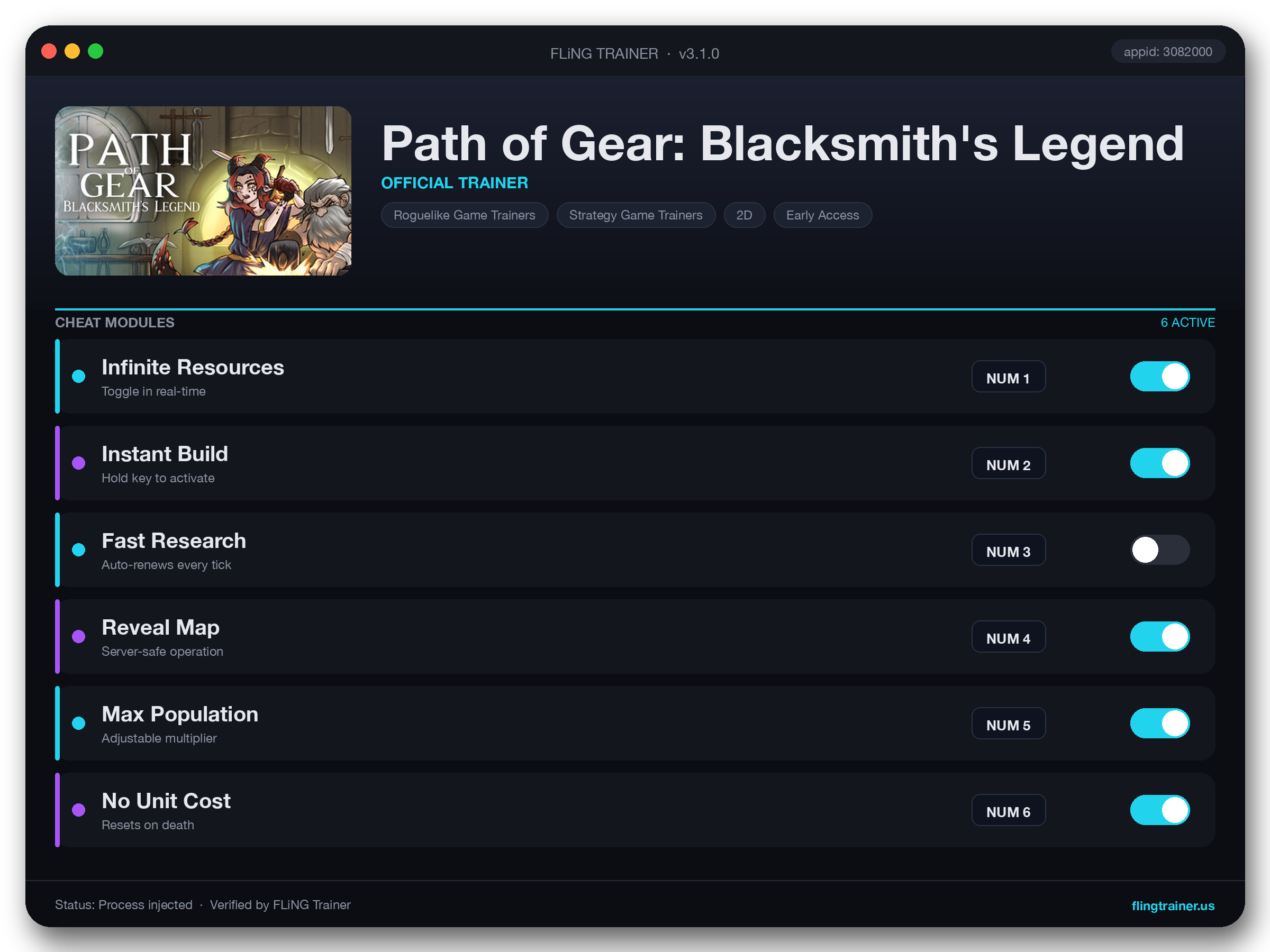 Path of Gear: Blacksmith's Legend Trainer interface