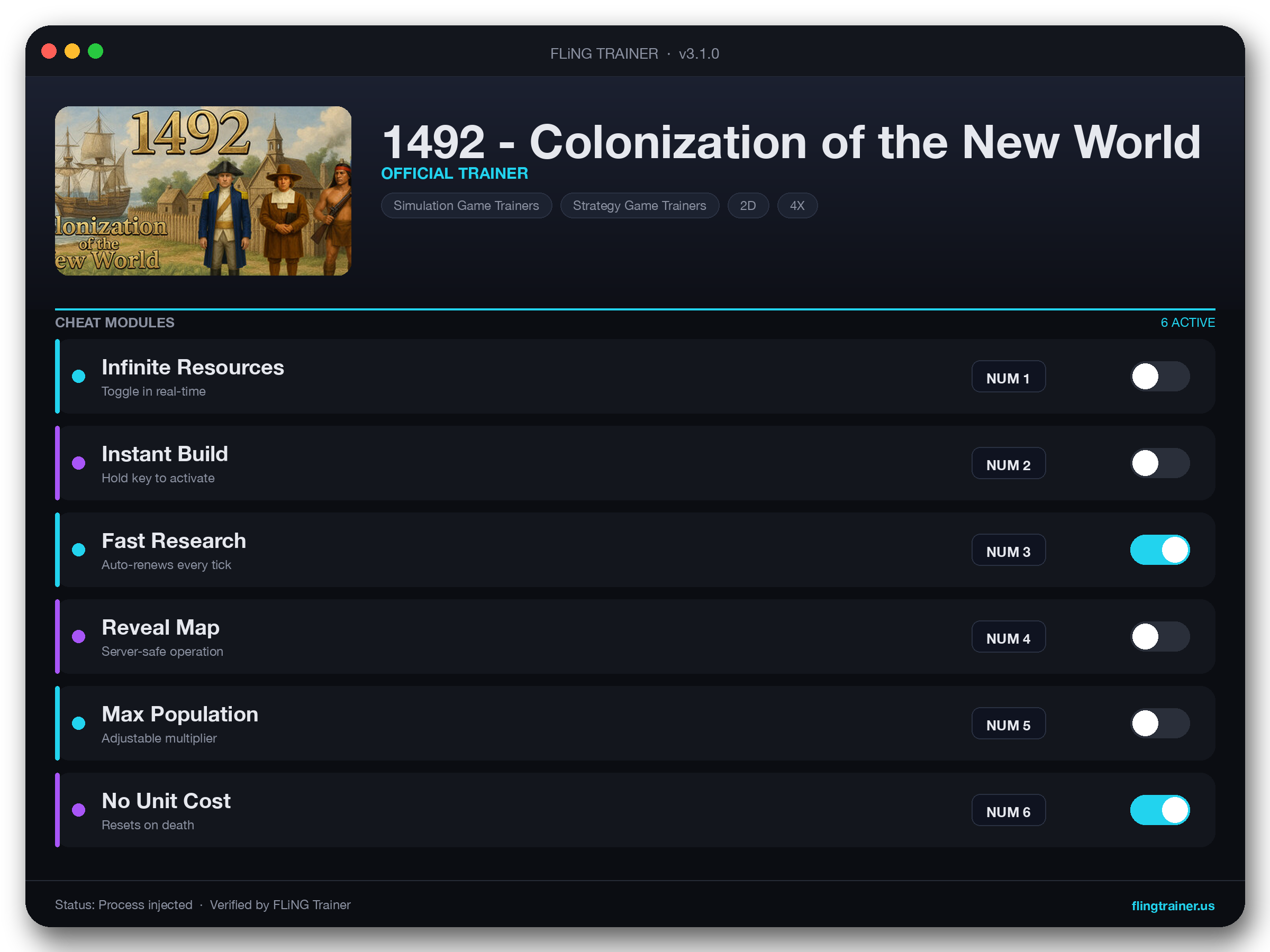 1492 - Colonization of the New World Trainer interface