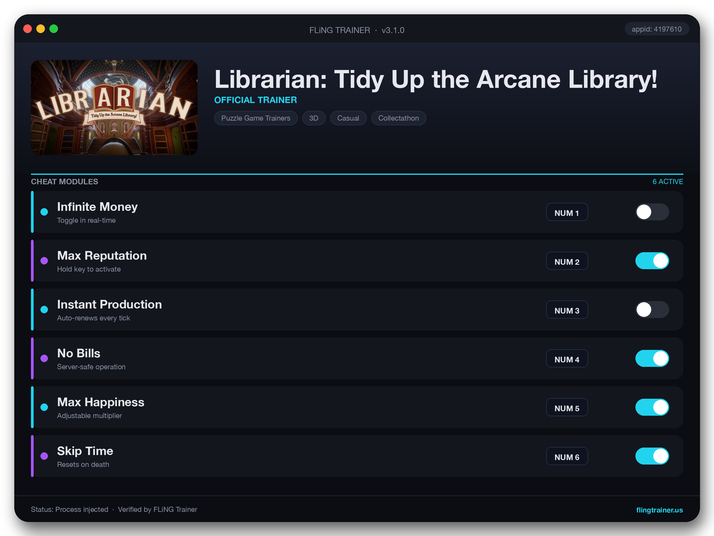Librarian: Tidy Up the Arcane Library! Trainer interface