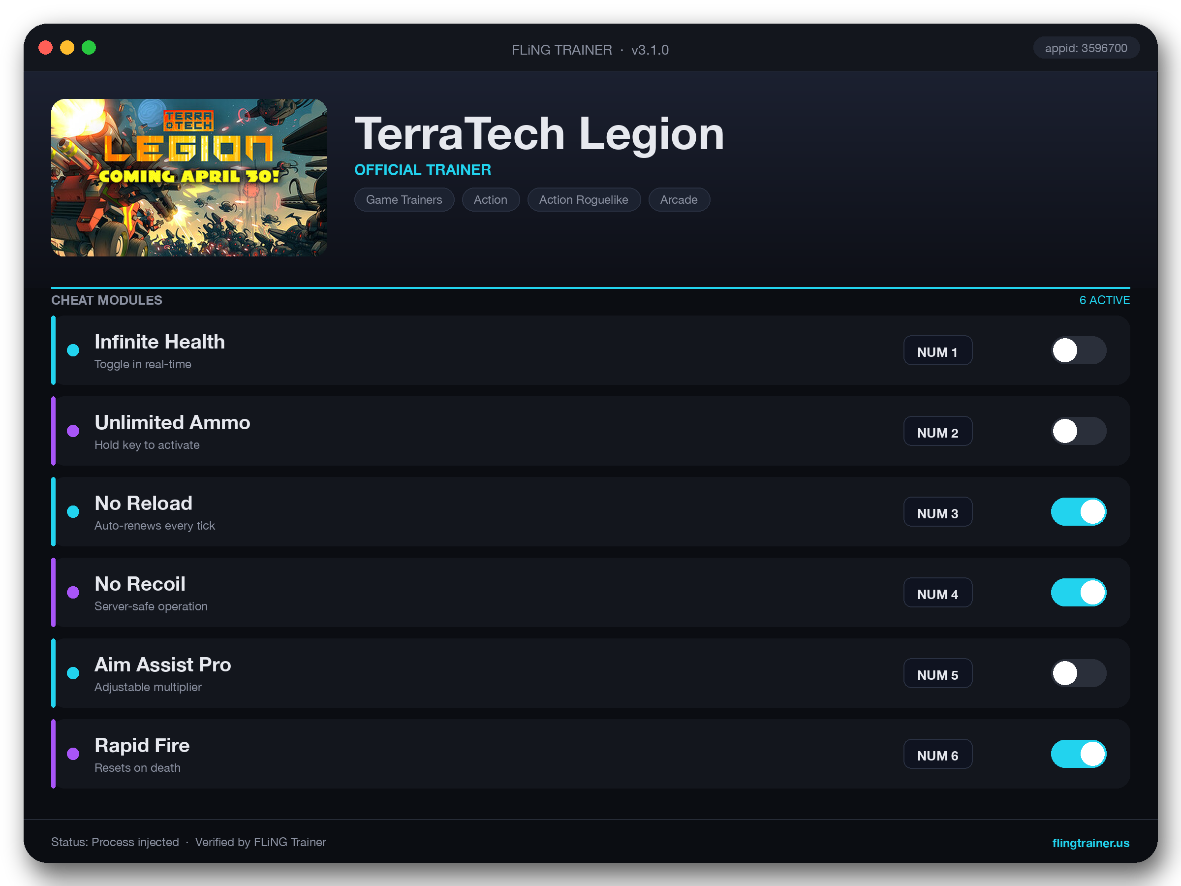 TerraTech Legion Trainer interface