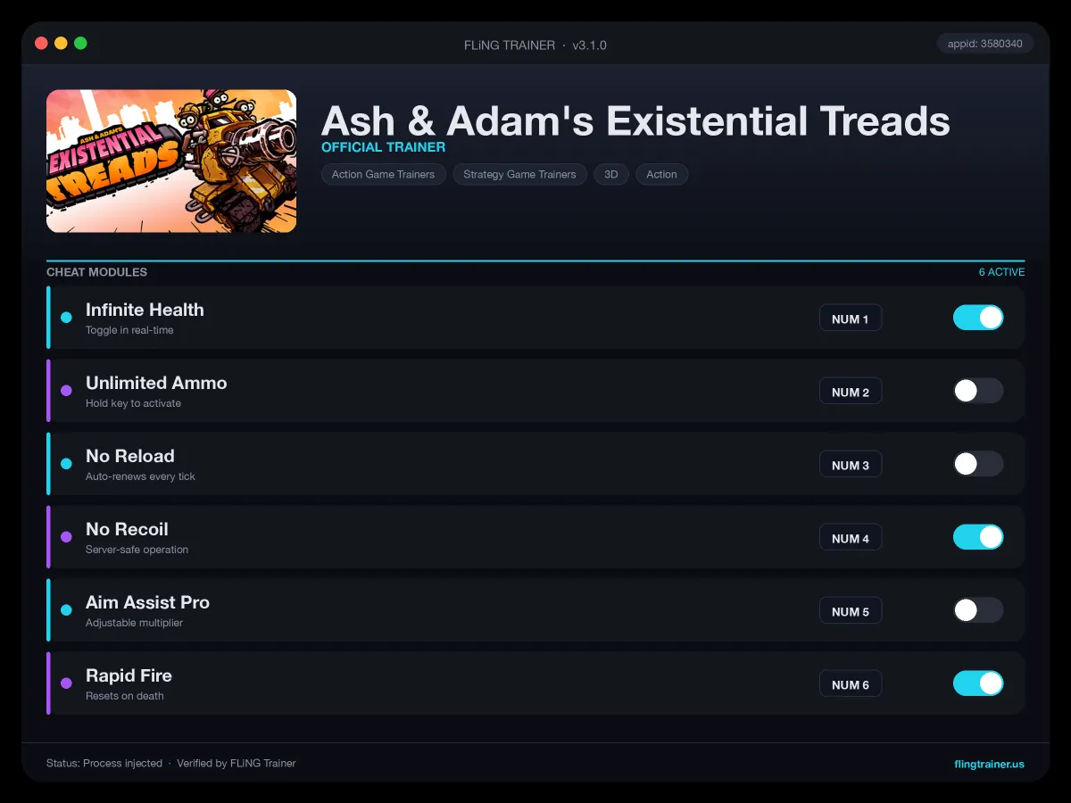 Ash & Adam's Existential Treads Trainer interface