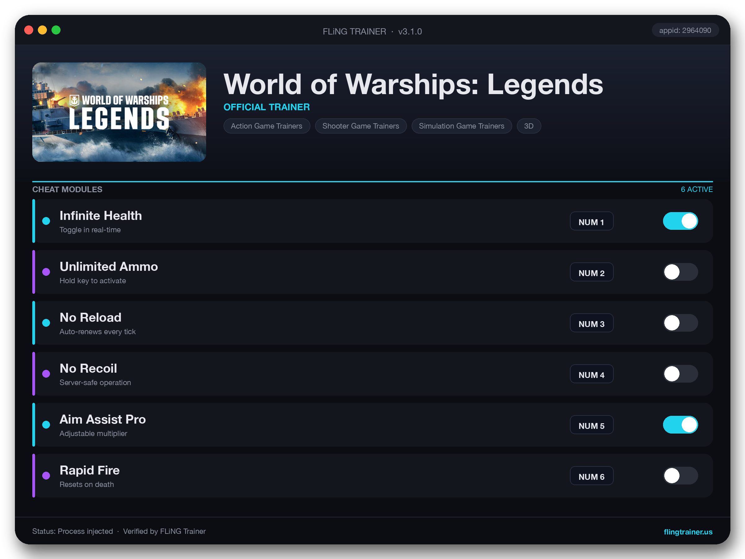 World of Warships: Legends Trainer interface