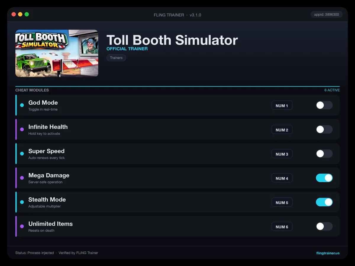 Toll Booth Simulator Trainer interface