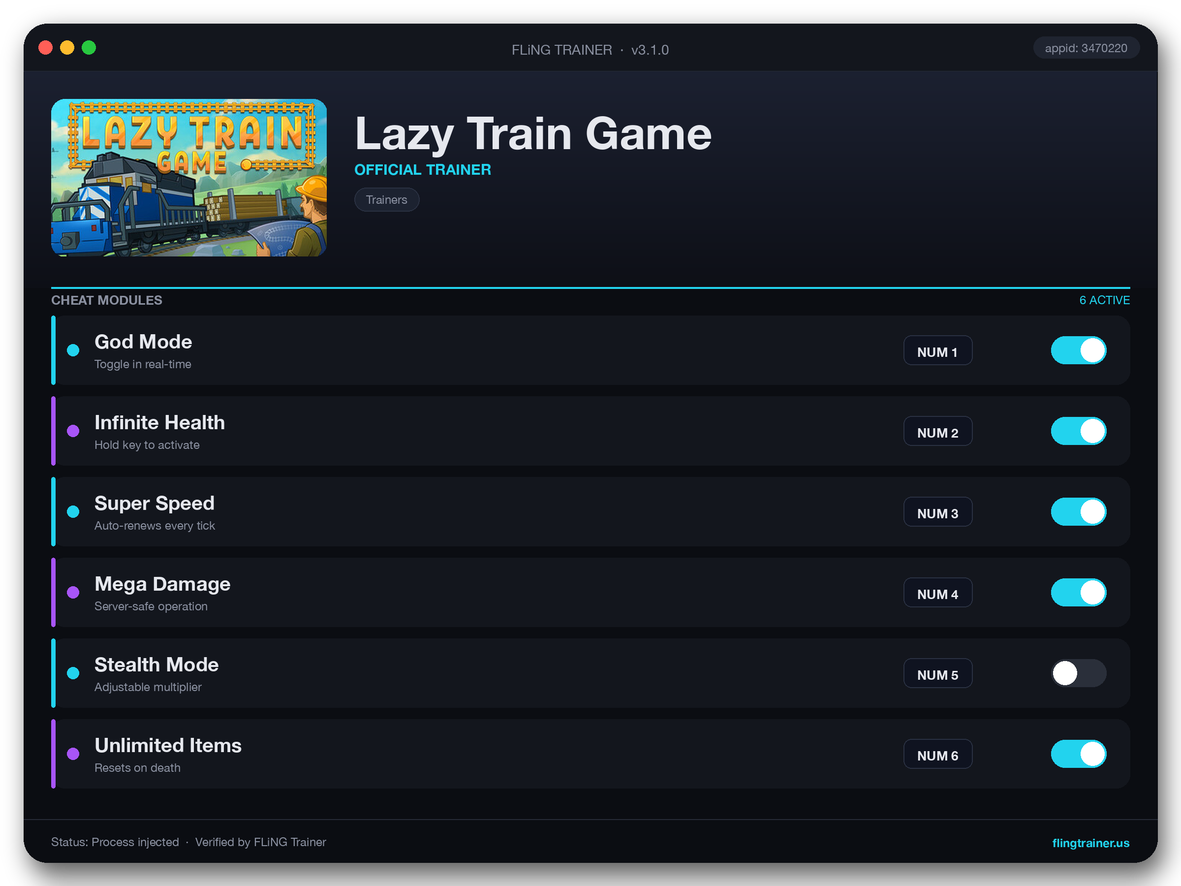 Lazy Train Game Trainer interface