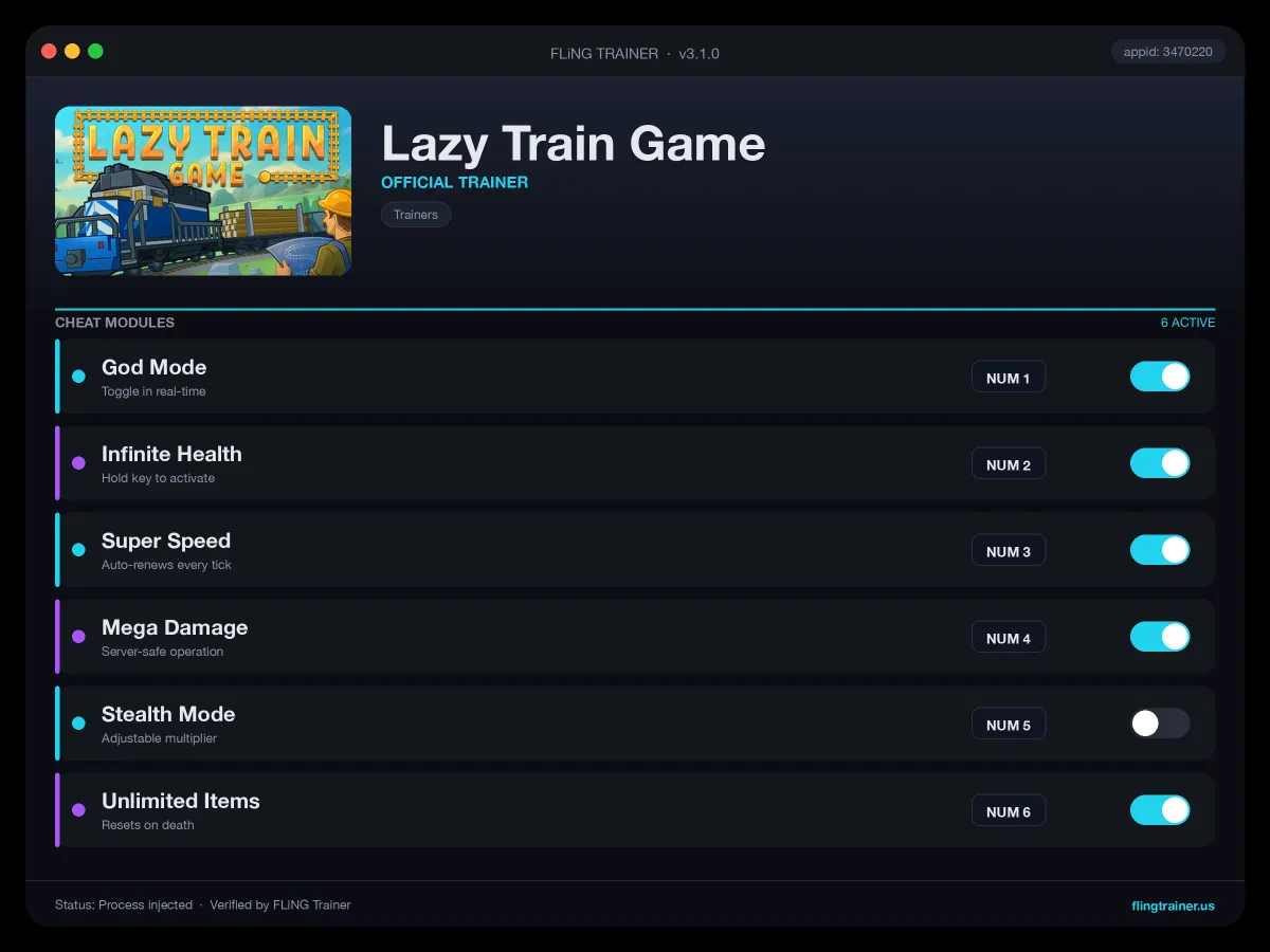 Lazy Train Game Trainer interface