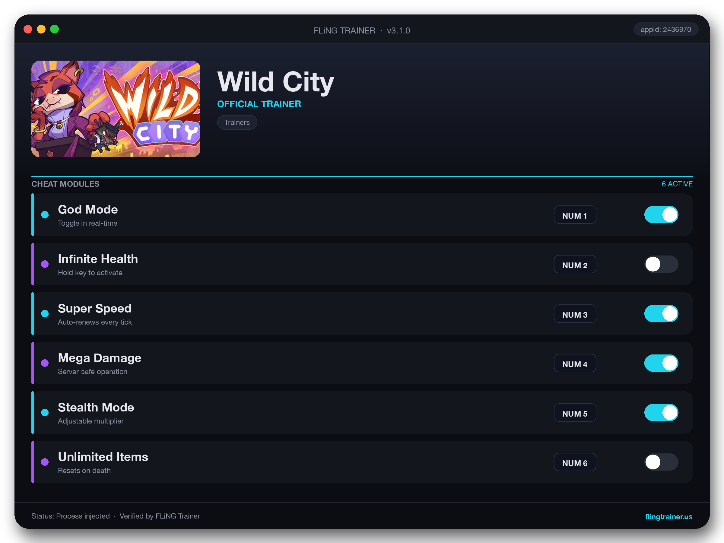 Wild City Trainer interface