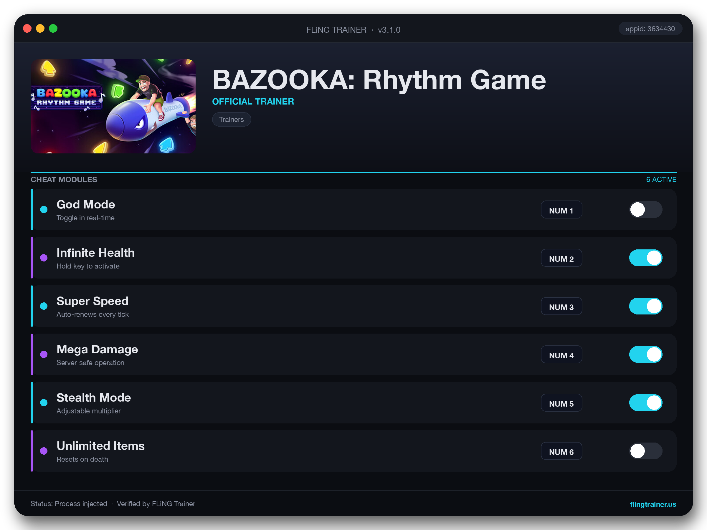 BAZOOKA: Rhythm Game Trainer interface