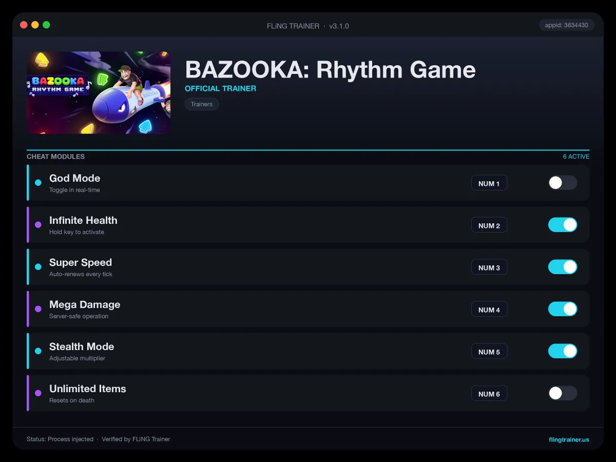 BAZOOKA: Rhythm Game Trainer interface