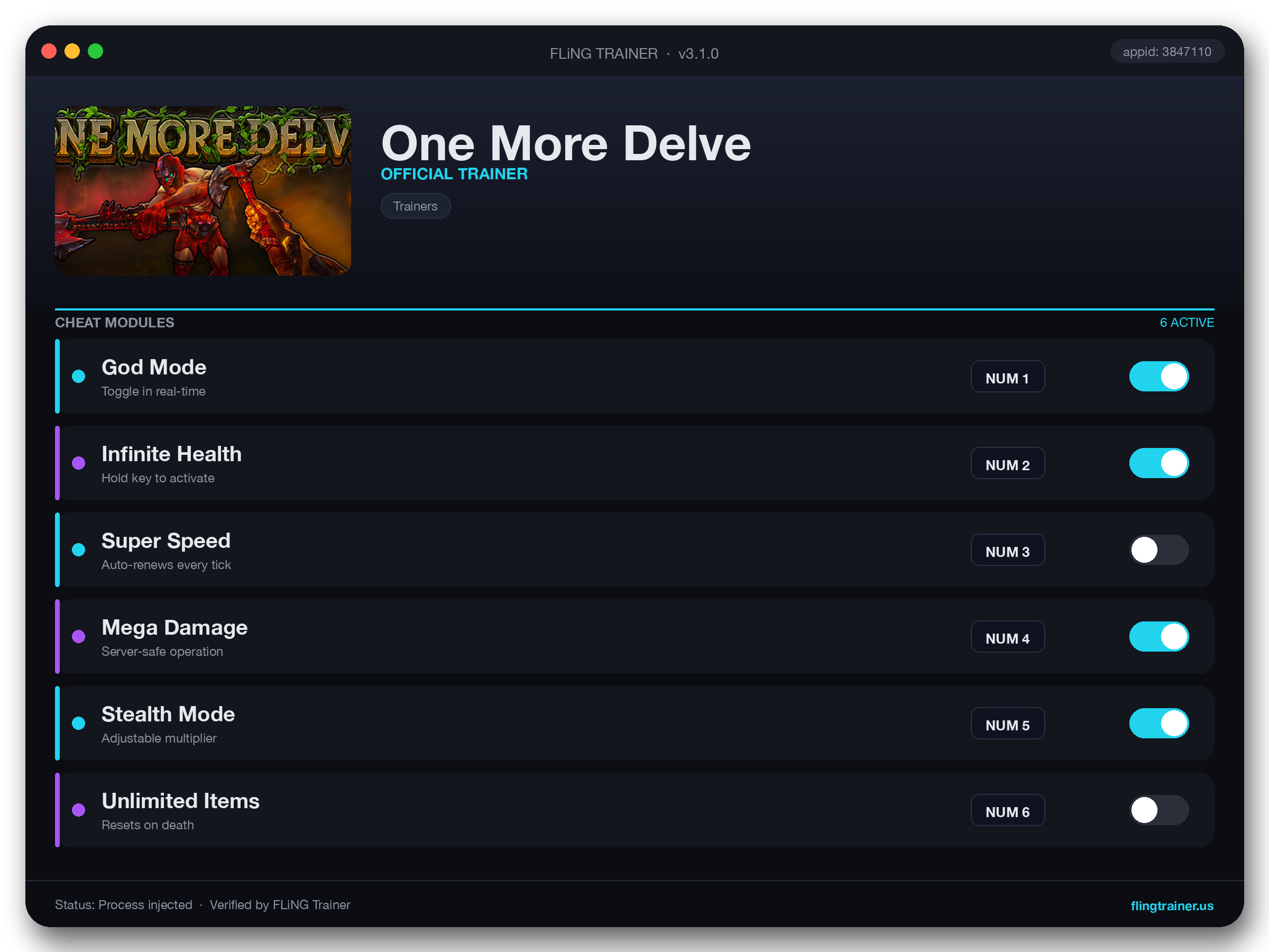 One More Delve Trainer interface