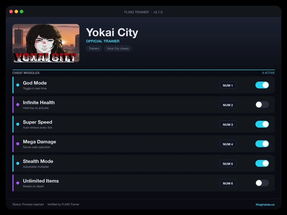 Yokai City Trainer interface