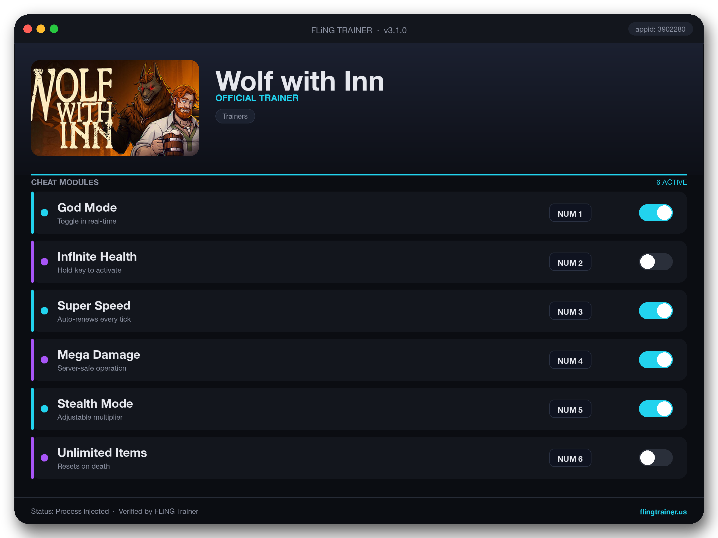 Wolf with Inn Trainer interface