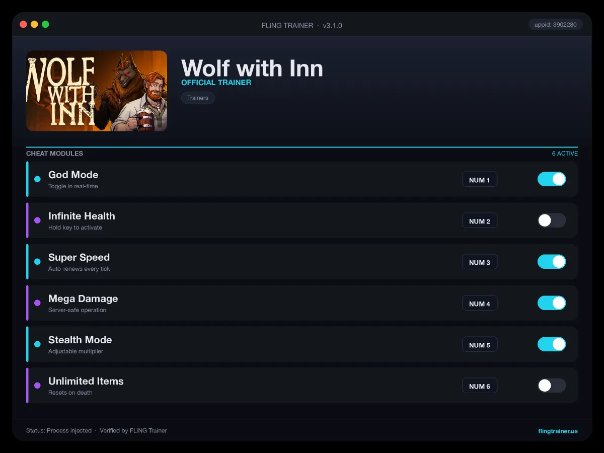 Wolf with Inn Trainer interface