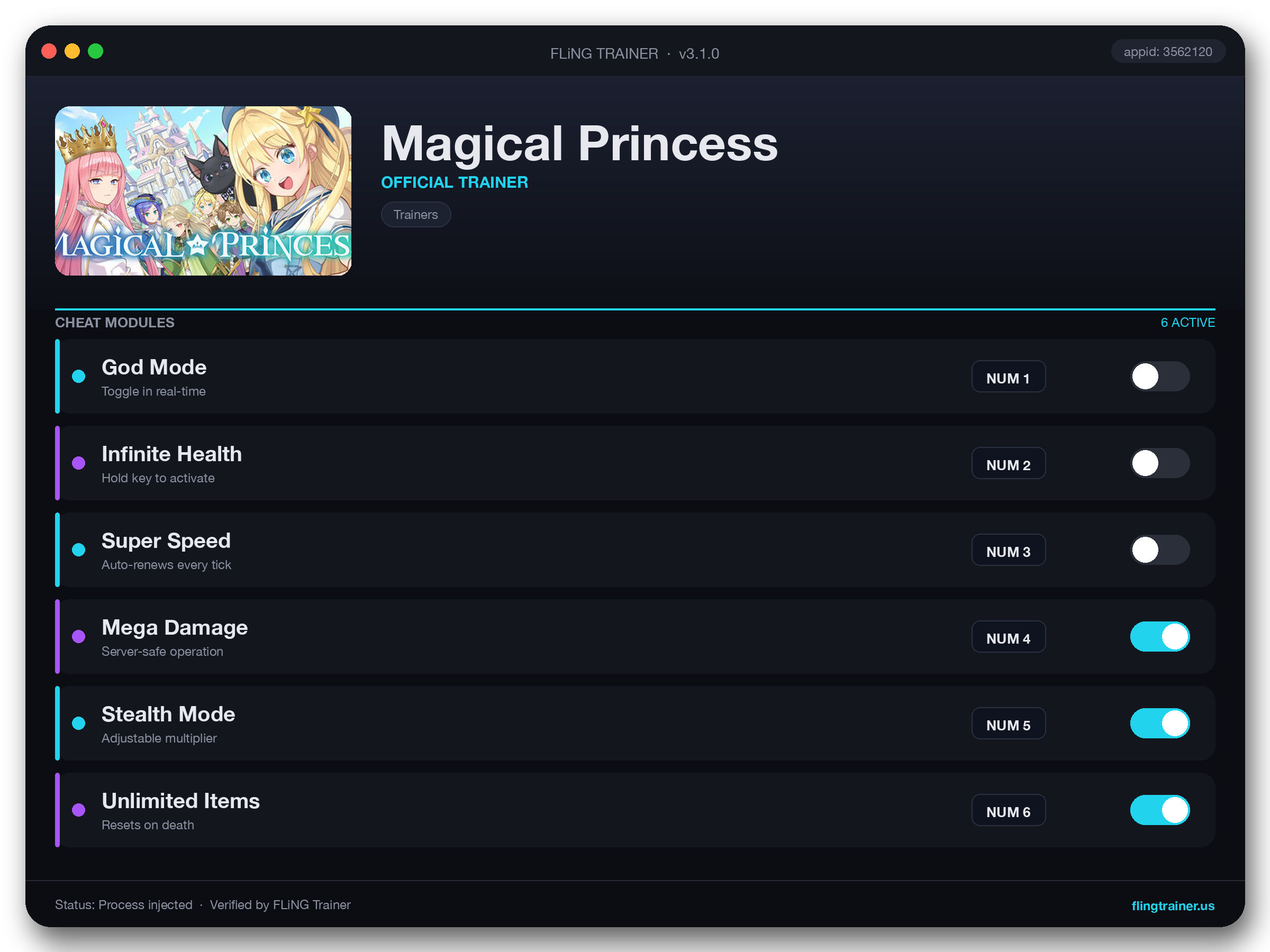 Magical Princess Trainer interface