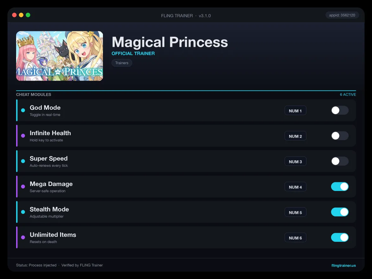 Magical Princess Trainer interface