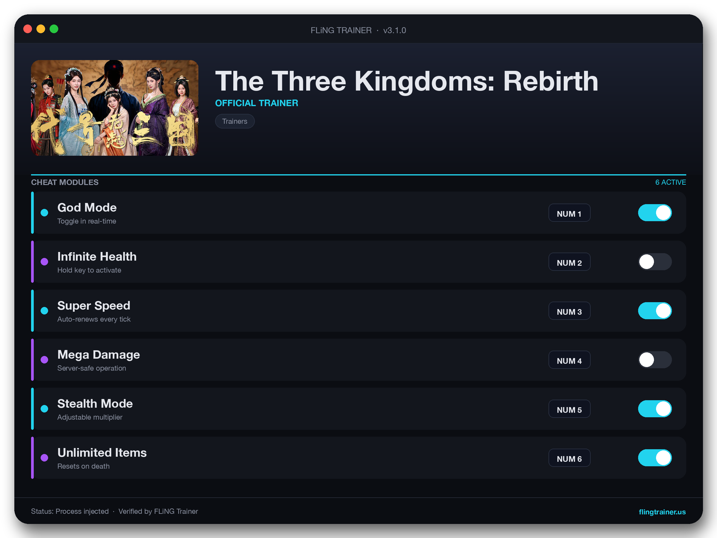The Three Kingdoms: Rebirth Trainer interface