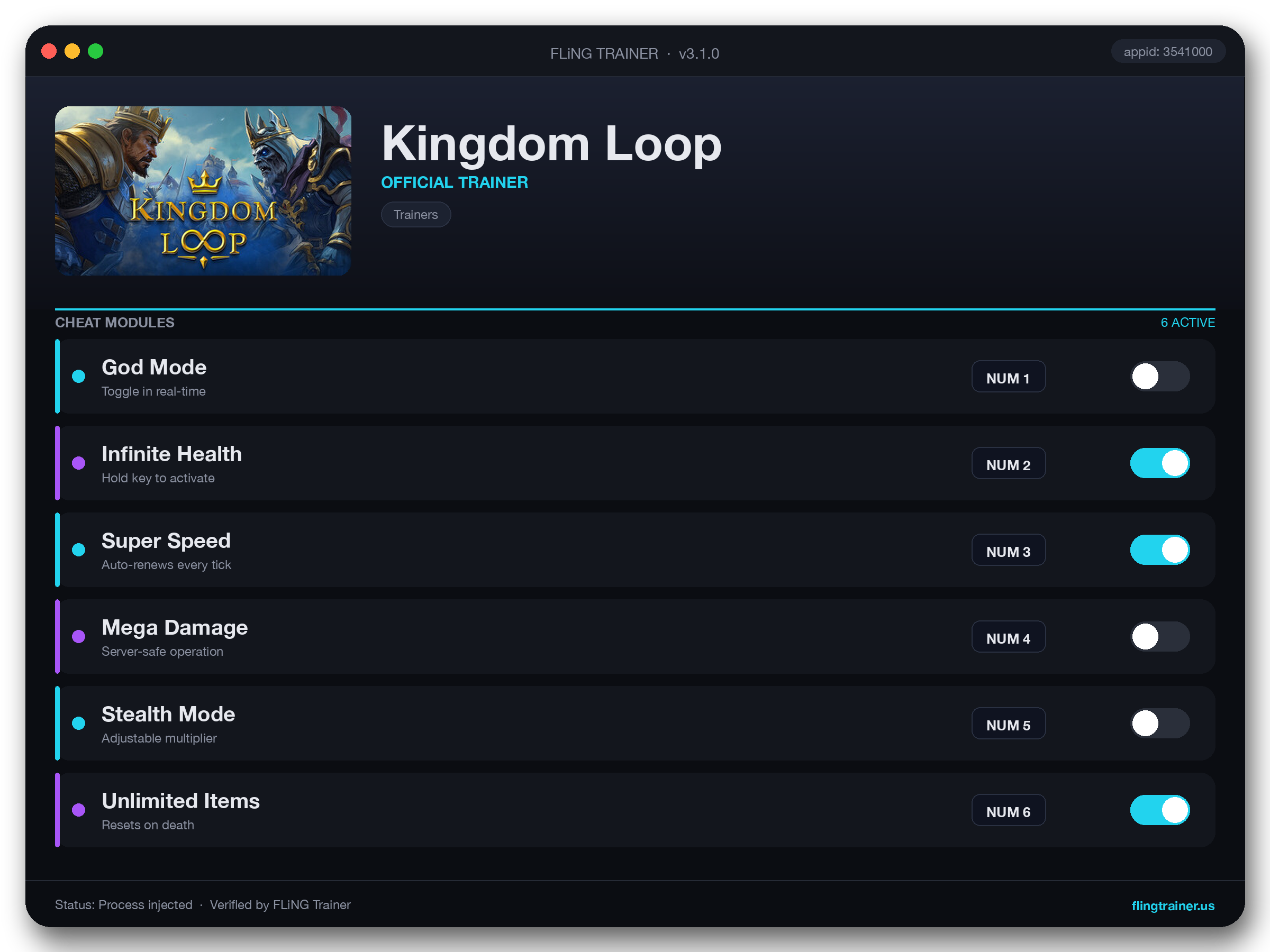 Kingdom Loop Trainer interface