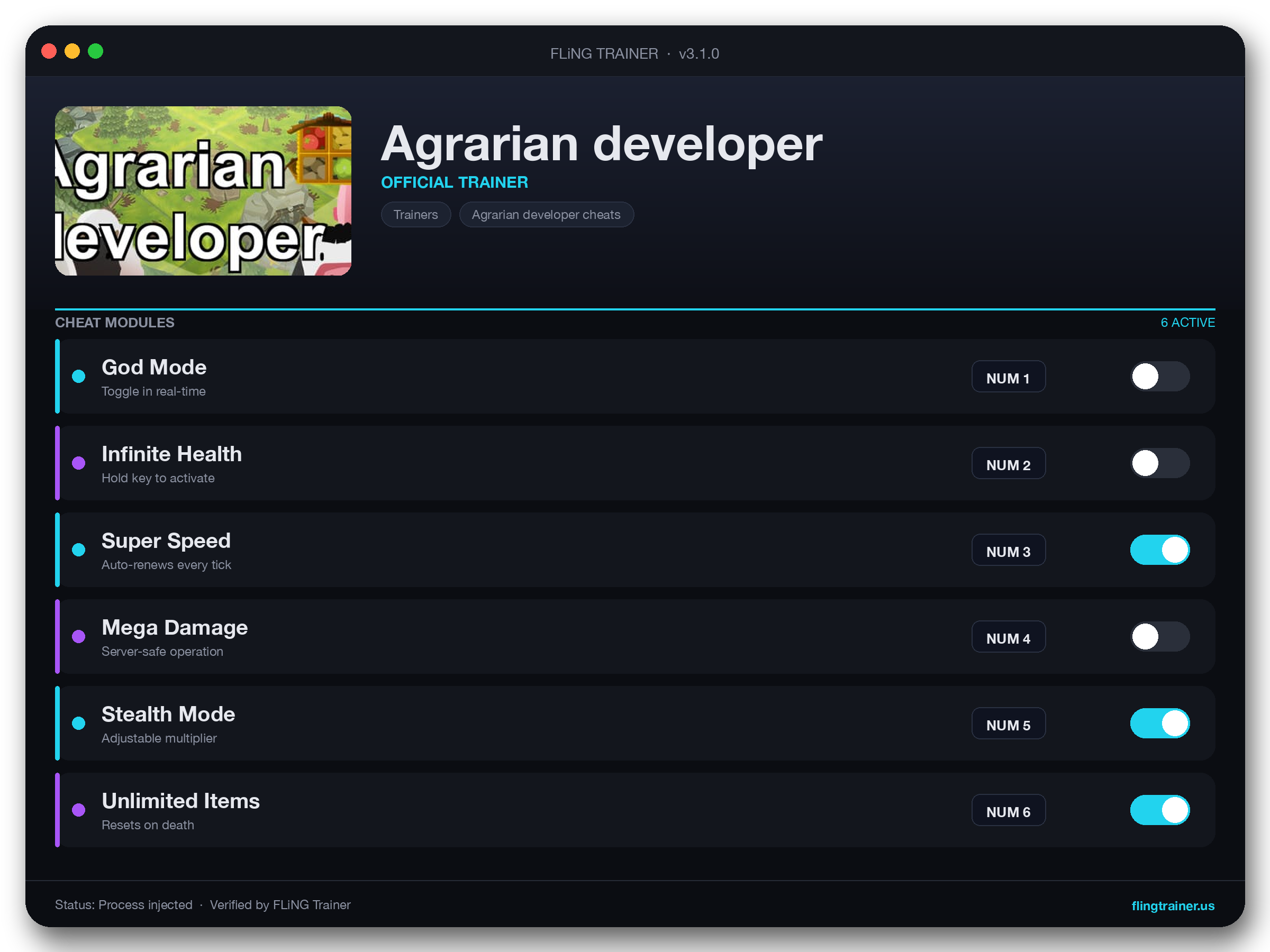 Agrarian developer Trainer interface