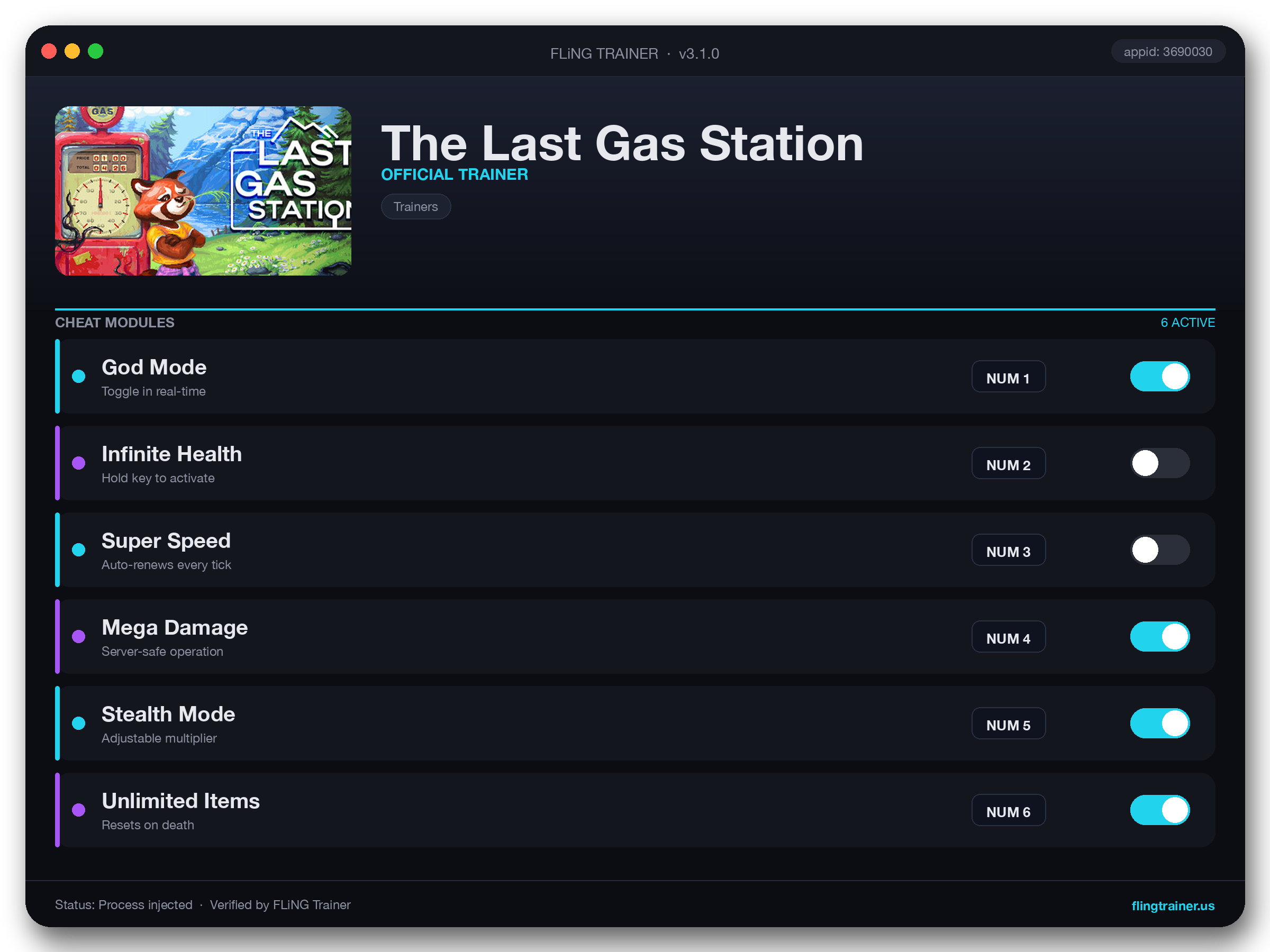 The Last Gas Station Trainer interface