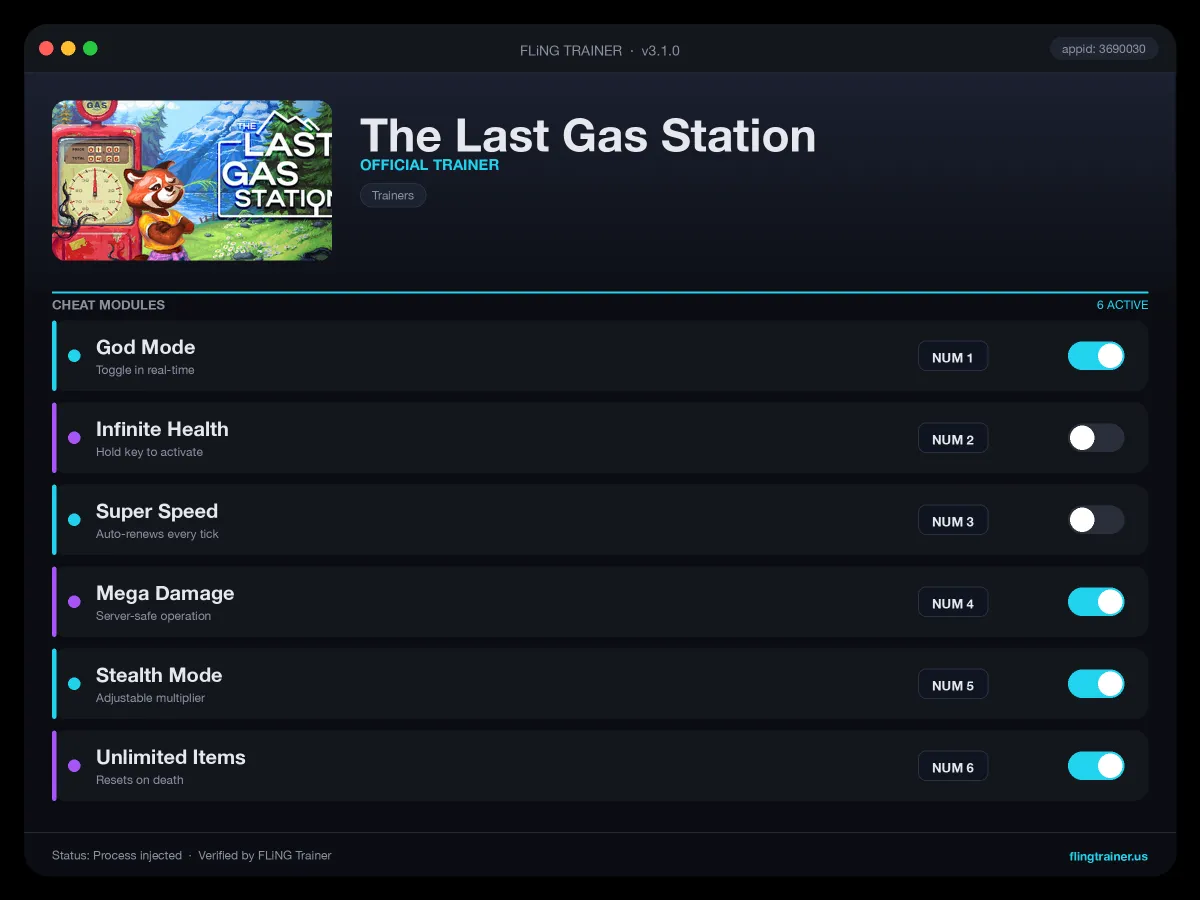 The Last Gas Station Trainer interface