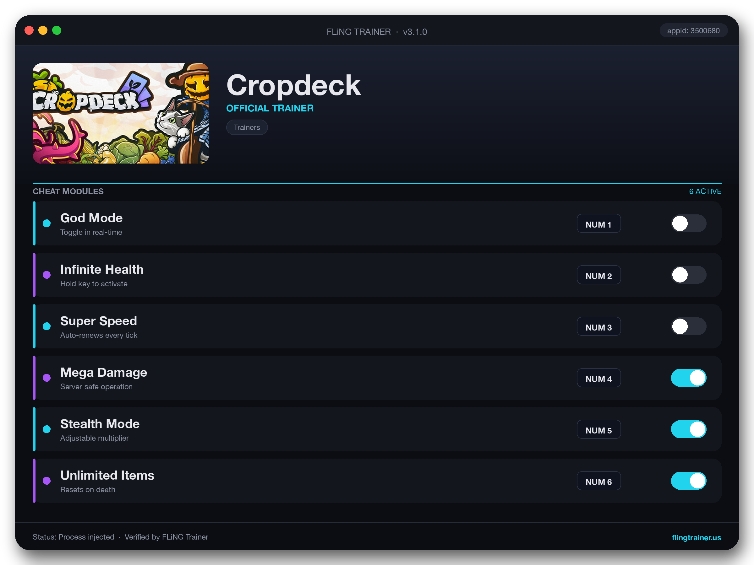 Cropdeck Trainer interface