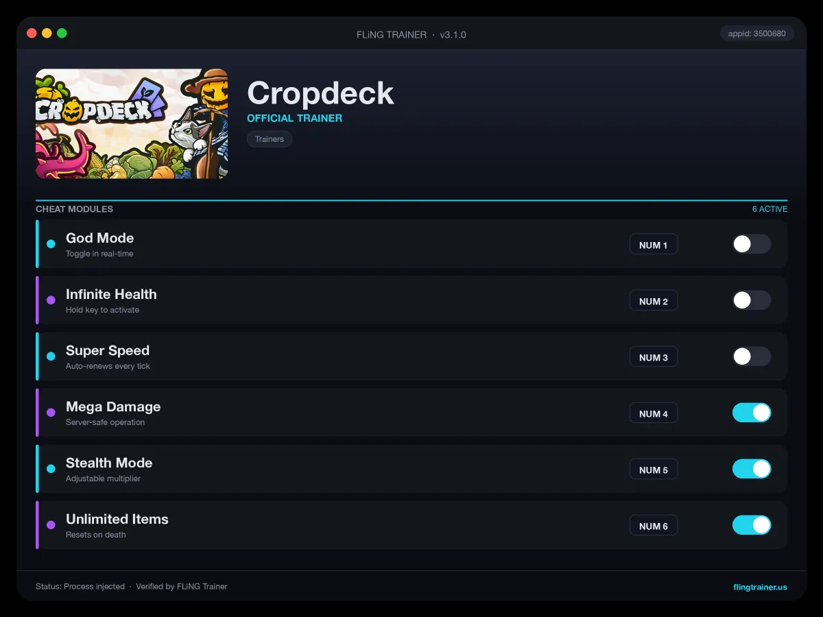Cropdeck Trainer interface
