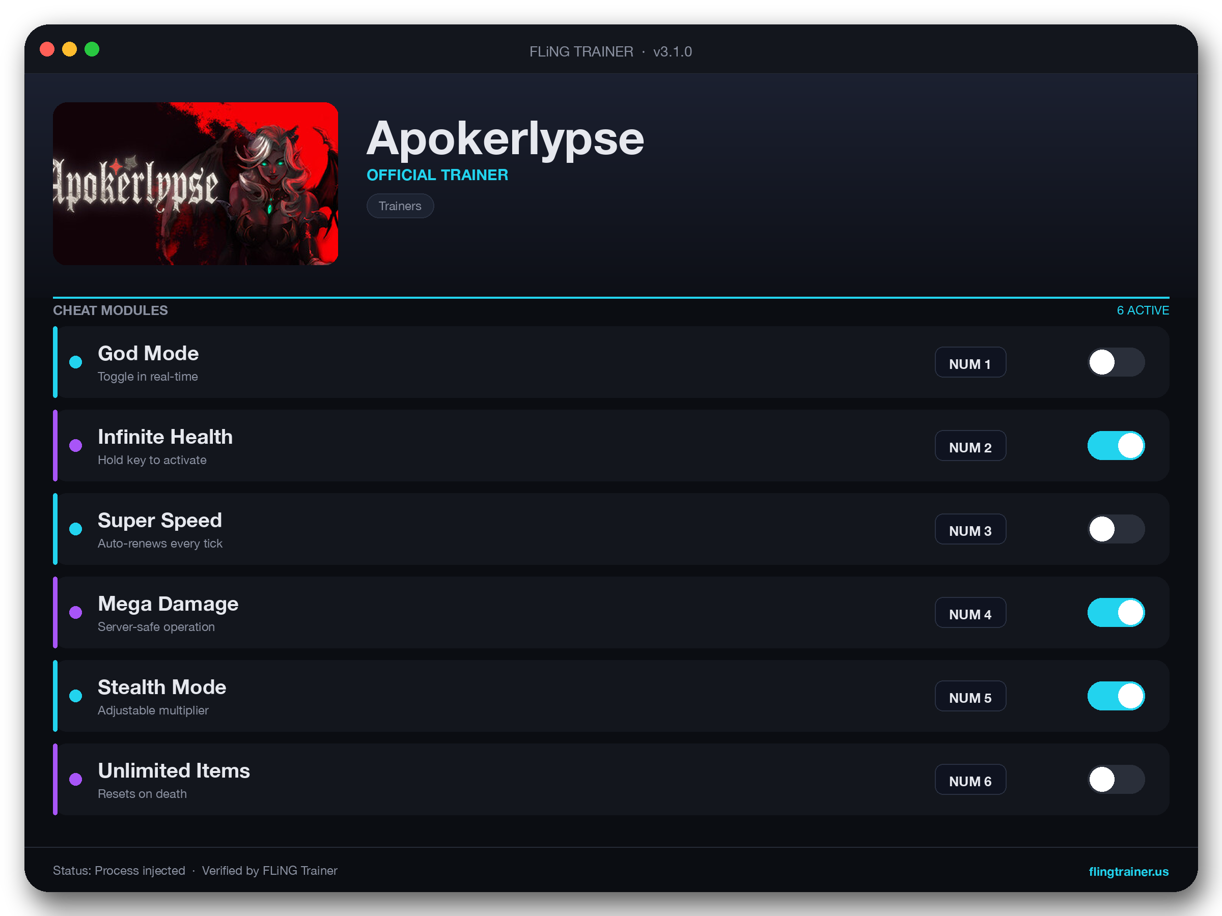 Apokerlypse Trainer interface