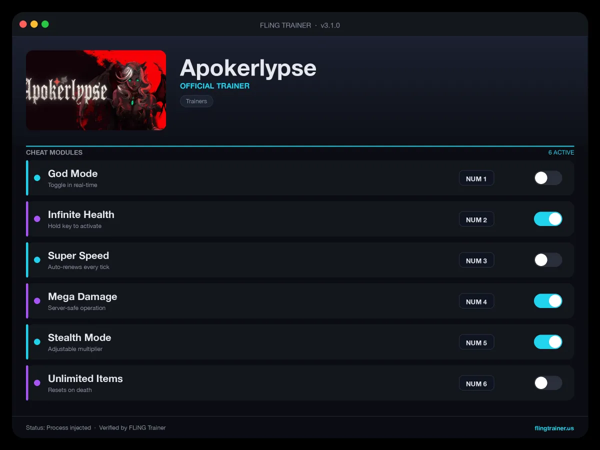 Apokerlypse Trainer interface