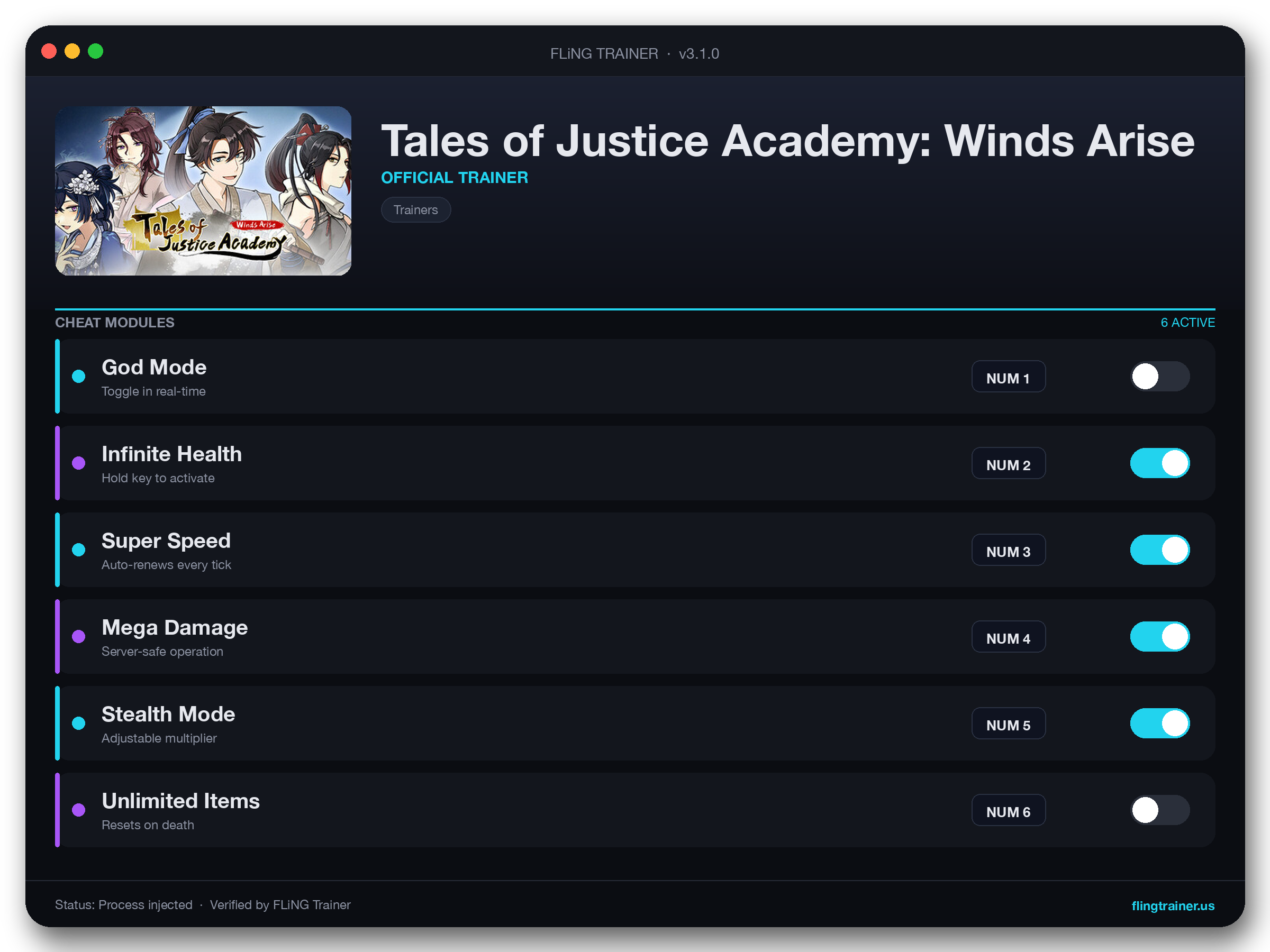 Tales of Justice Academy: Winds Arise Trainer interface