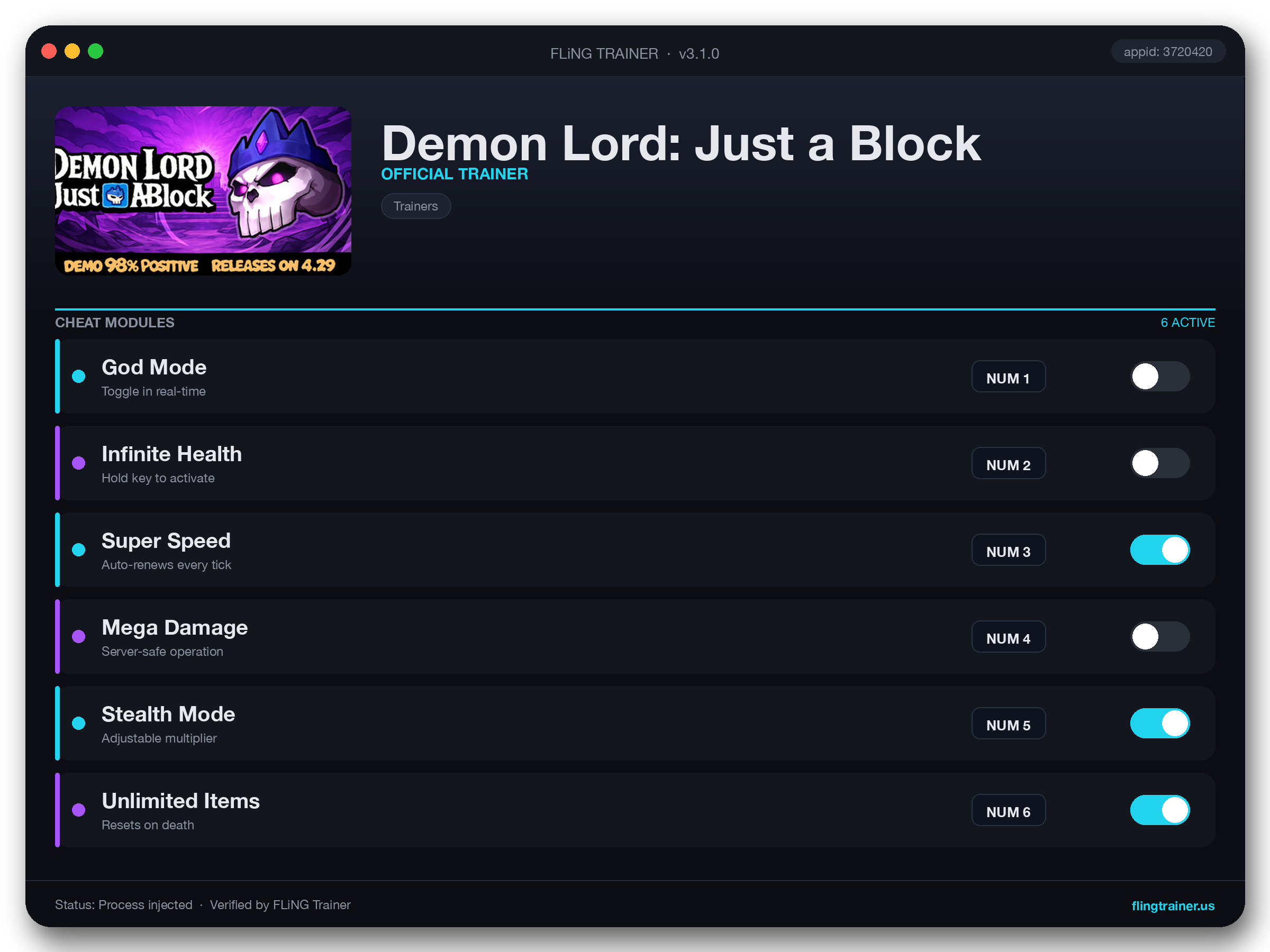 Demon Lord: Just a Block Trainer interface