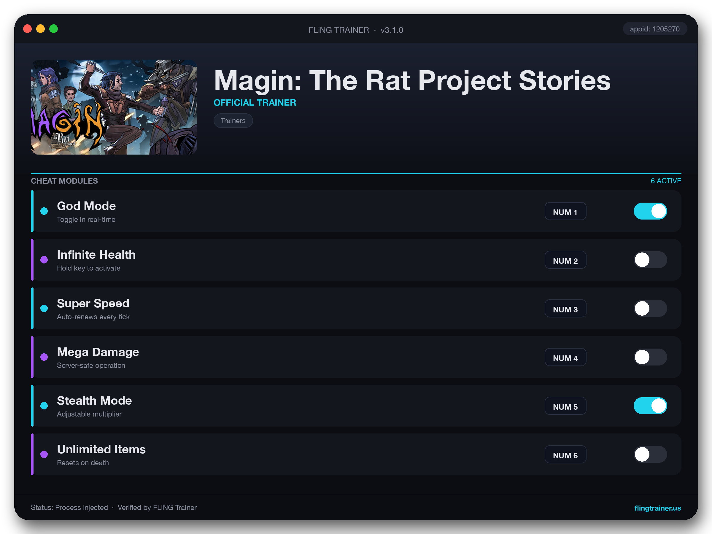 Magin: The Rat Project Stories Trainer interface