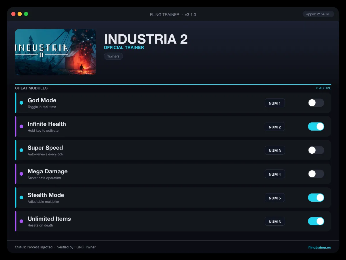 INDUSTRIA 2 Trainer interface