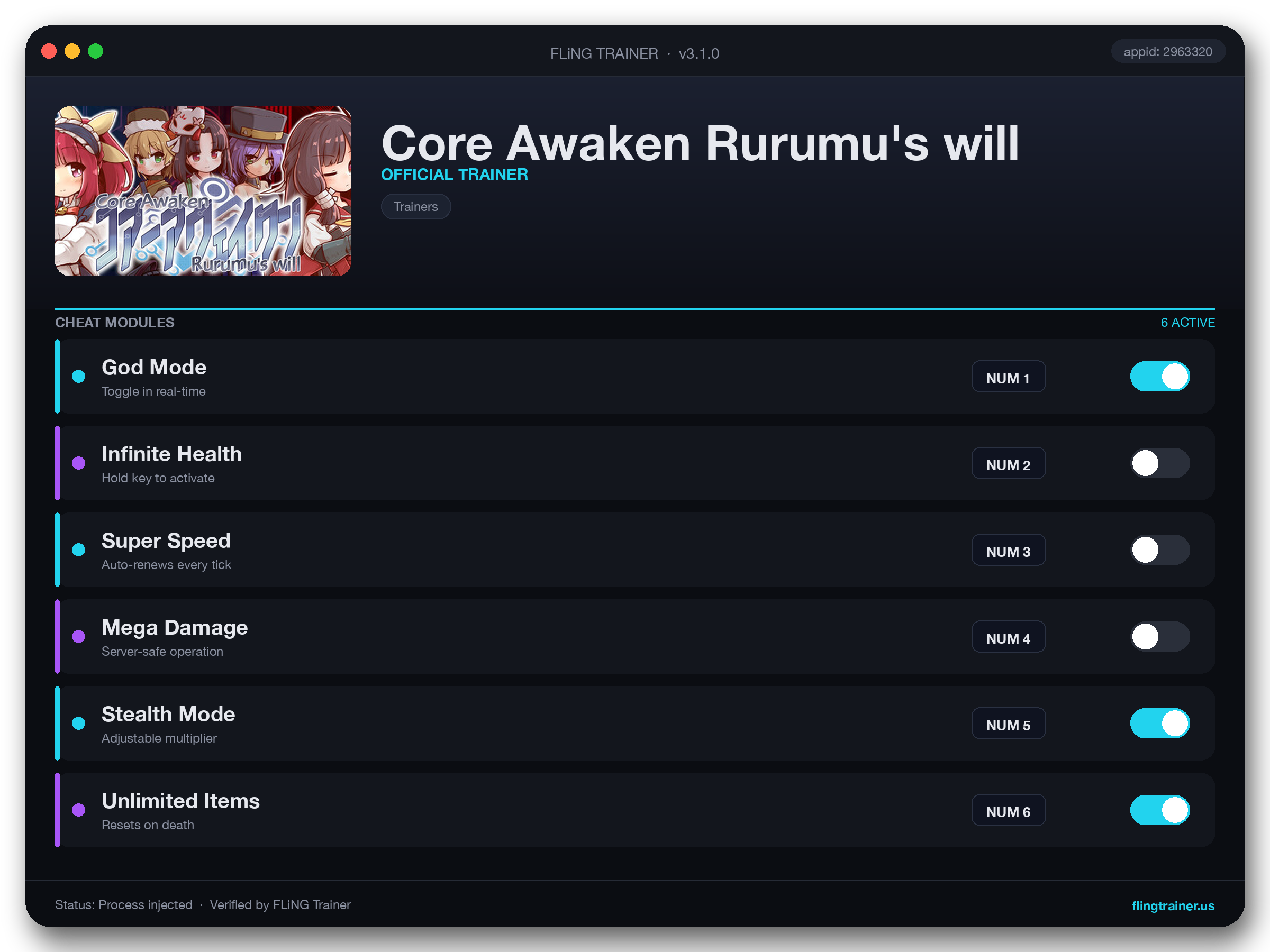 Core Awaken Rurumu's will Trainer interface