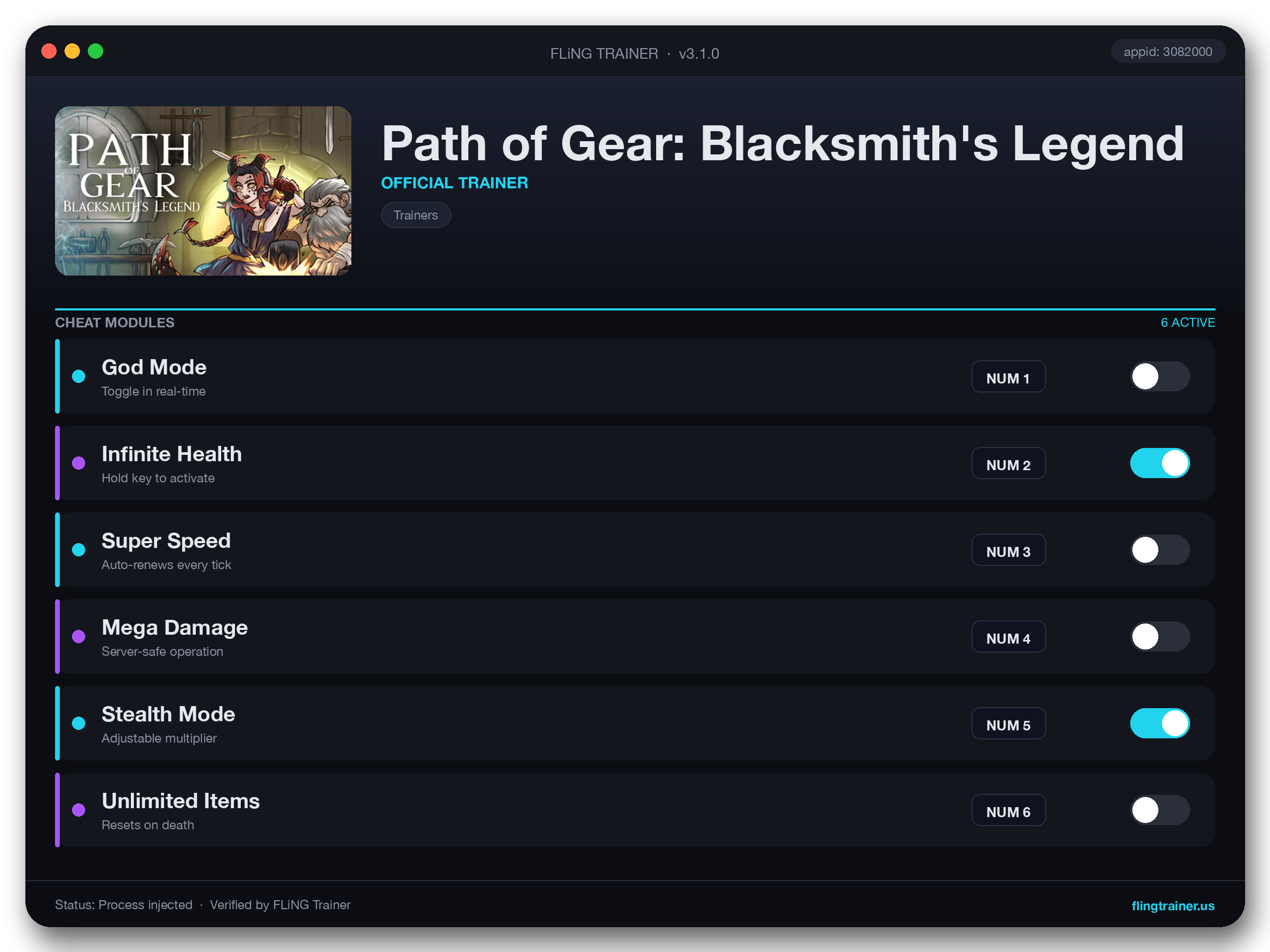 Path of Gear: Blacksmith's Legend Trainer interface