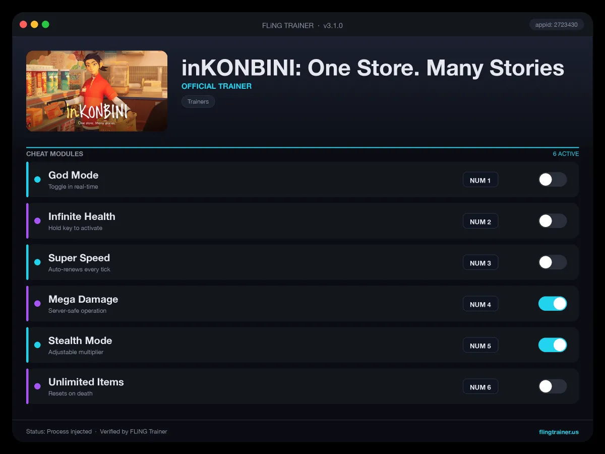 inKONBINI: One Store. Many Stories Trainer interface